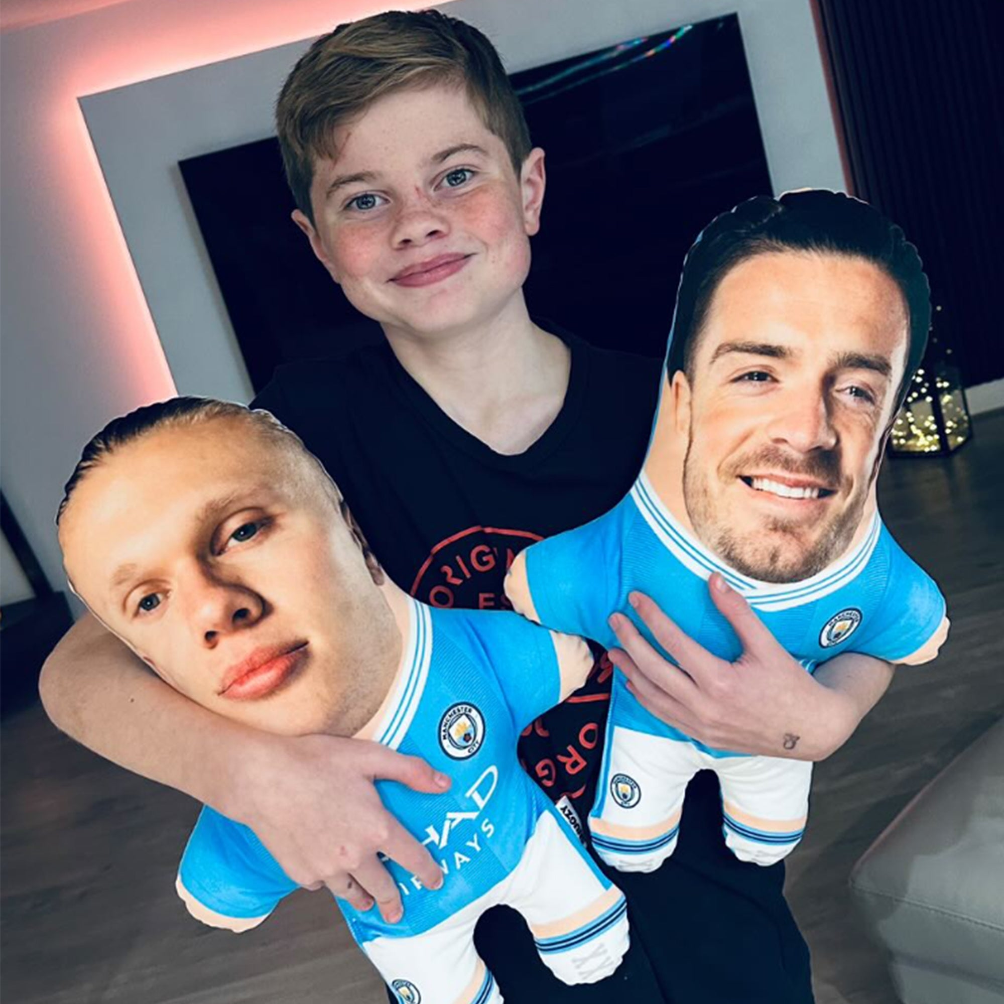 jack grealish and erling haaland man city cushion
