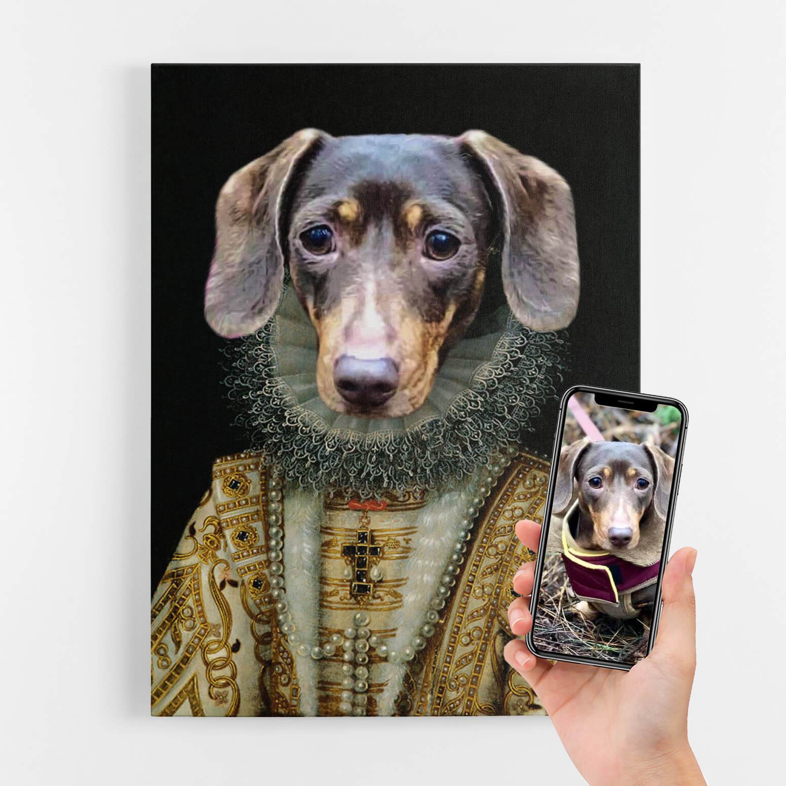 Dog Lady Portrait Canvas