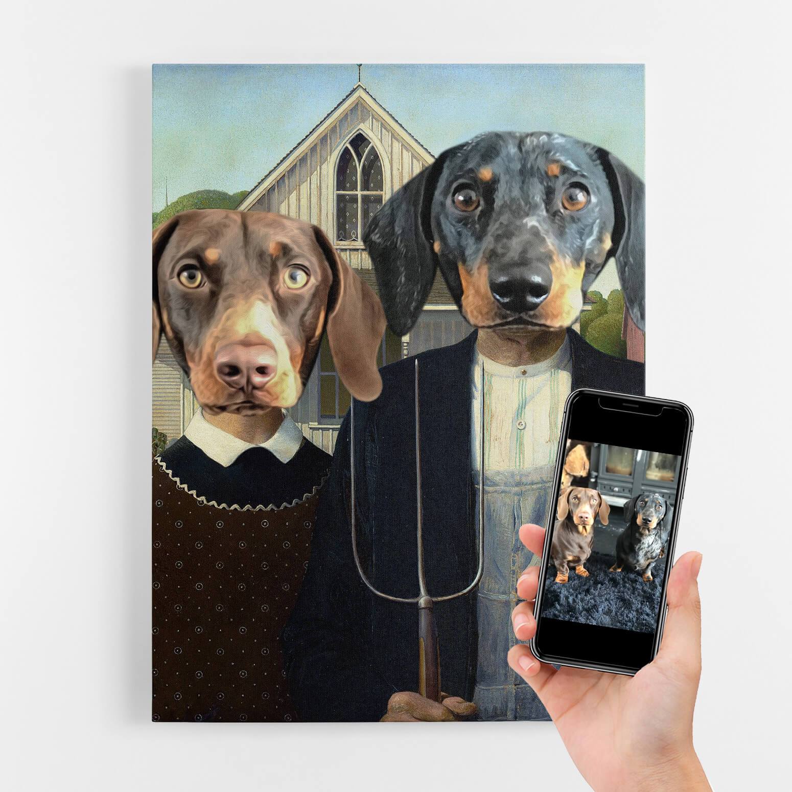 Dog Gothic Couple Portrait Canvas