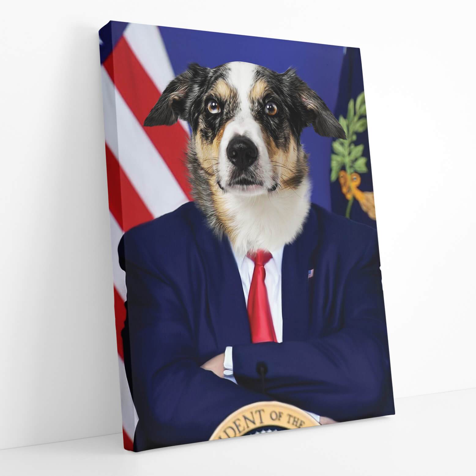 Dog President Portrait Canvas
