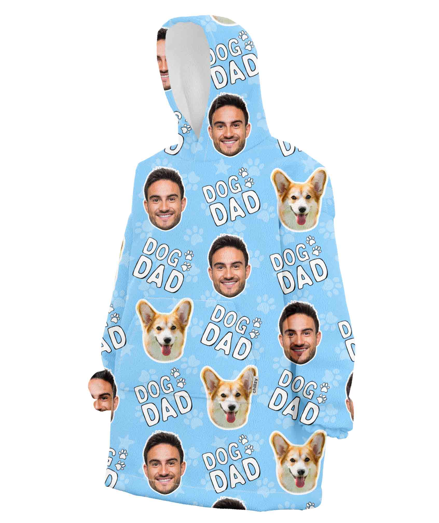 Dog Dad Personalised Hoodie Blanket