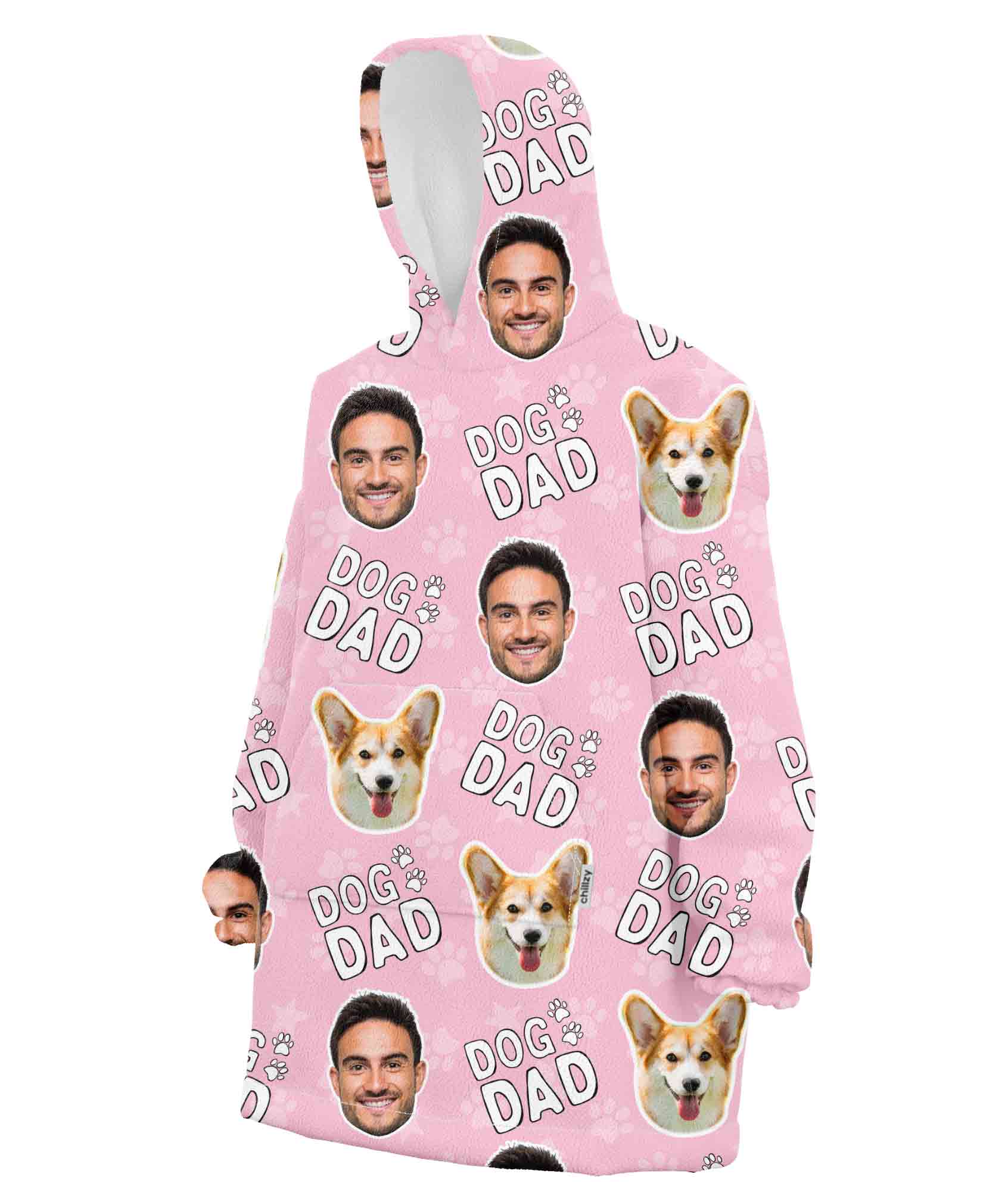 Dog Dad Personalised Hoodie Blanket