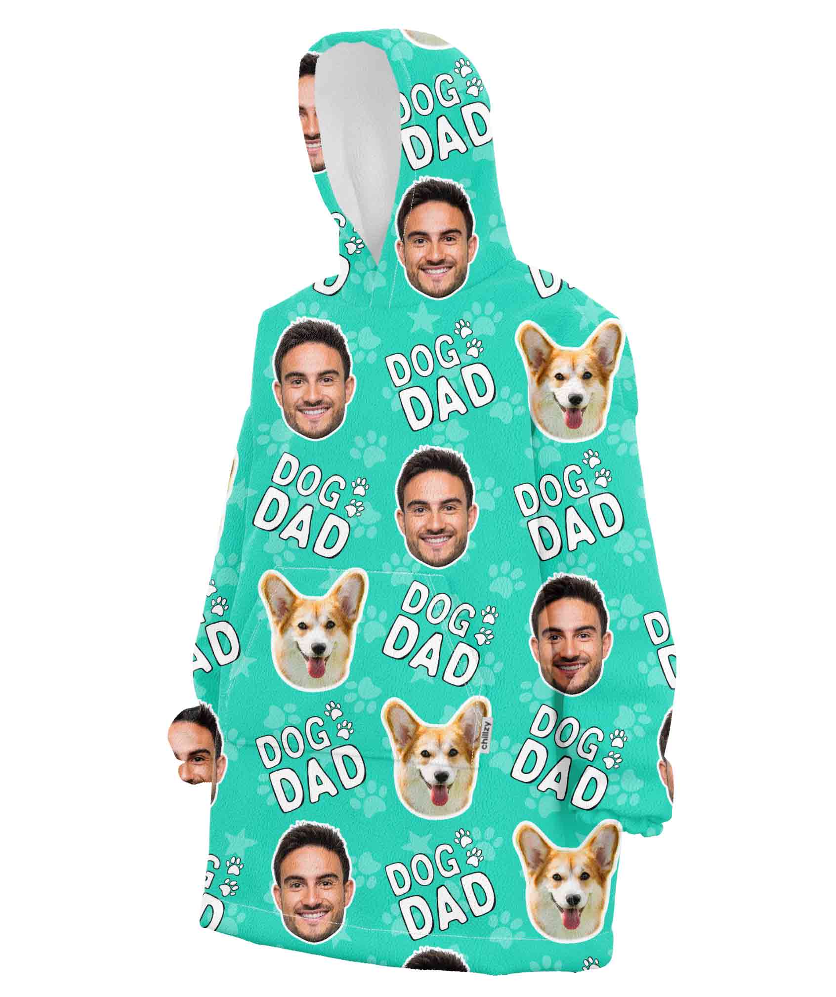 Dog Dad Personalised Hoodie Blanket
