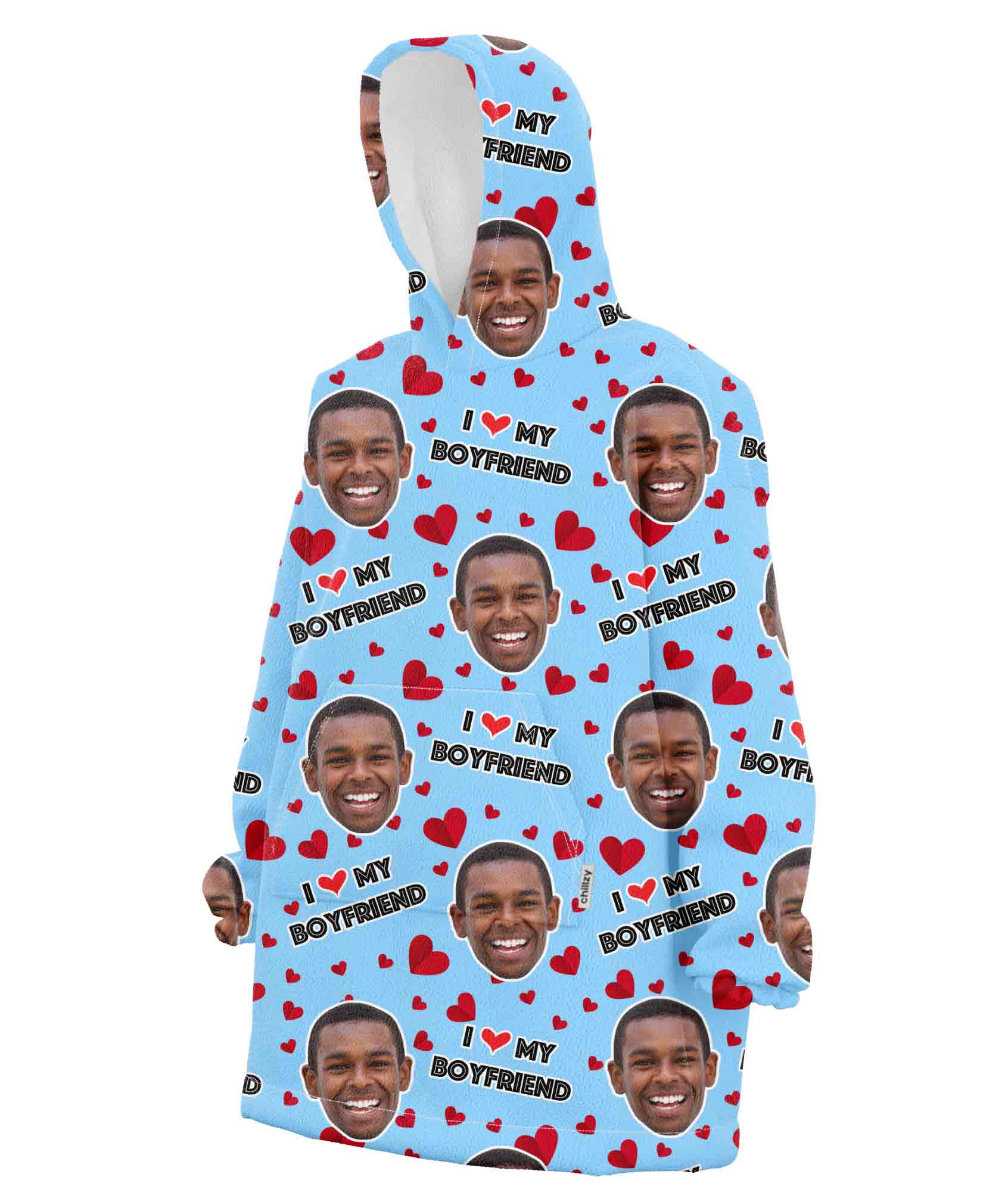 I Love My Boyfriend Custom Hoodie Blanket