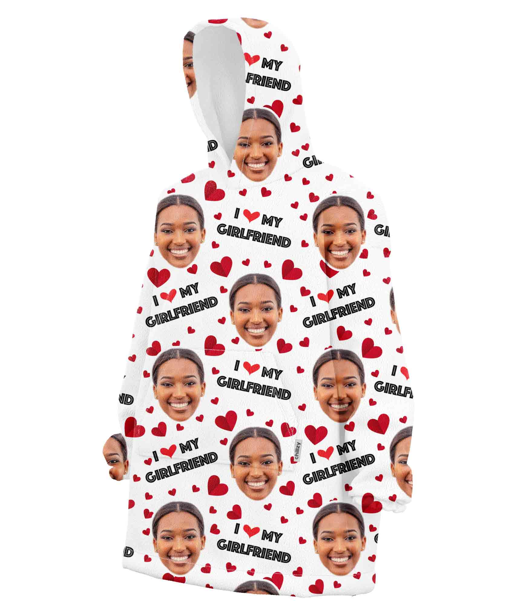 I Love My Girlfriend Custom Hoodie Blanket