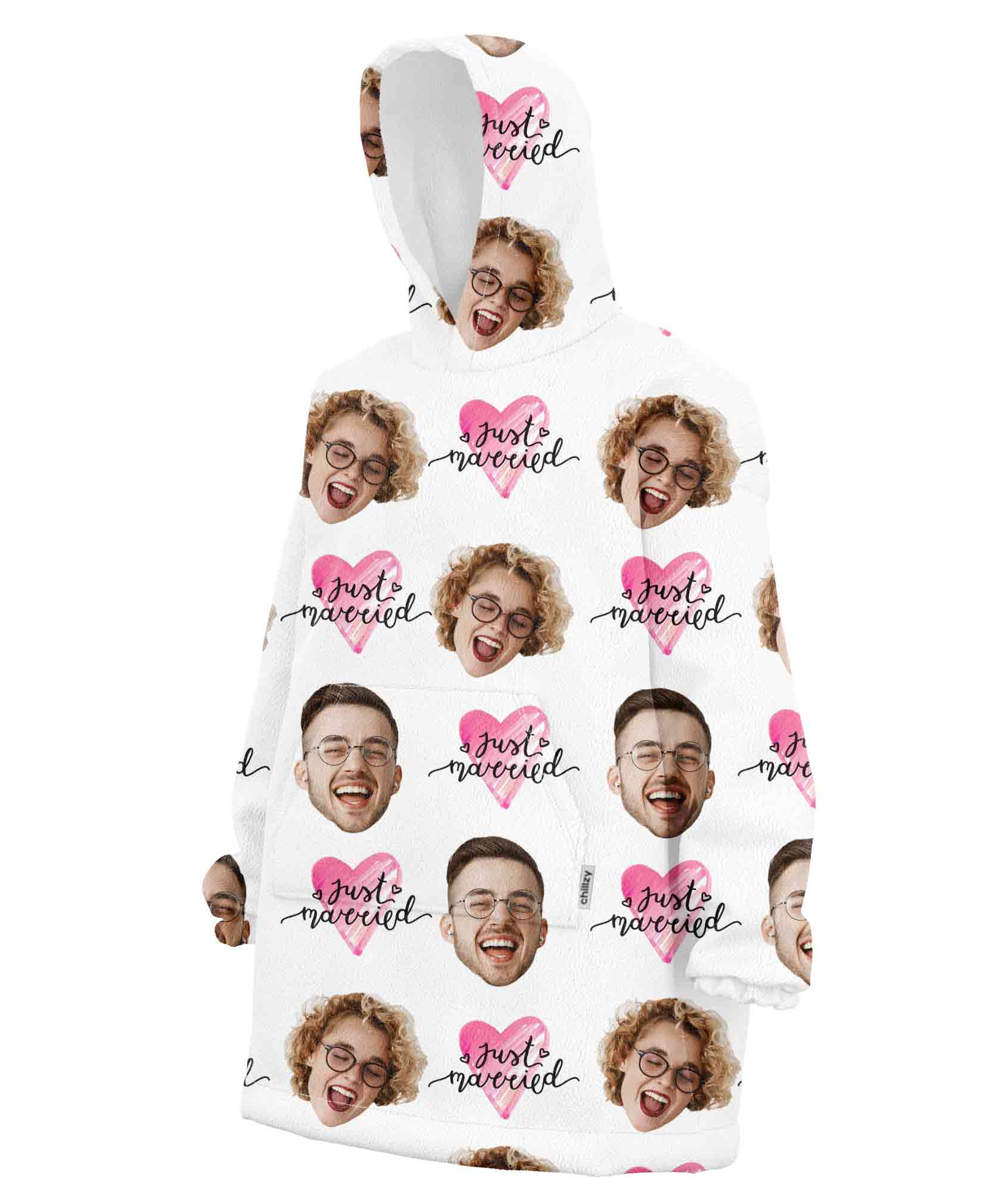 Just Married Personalised Hoodie Blanket