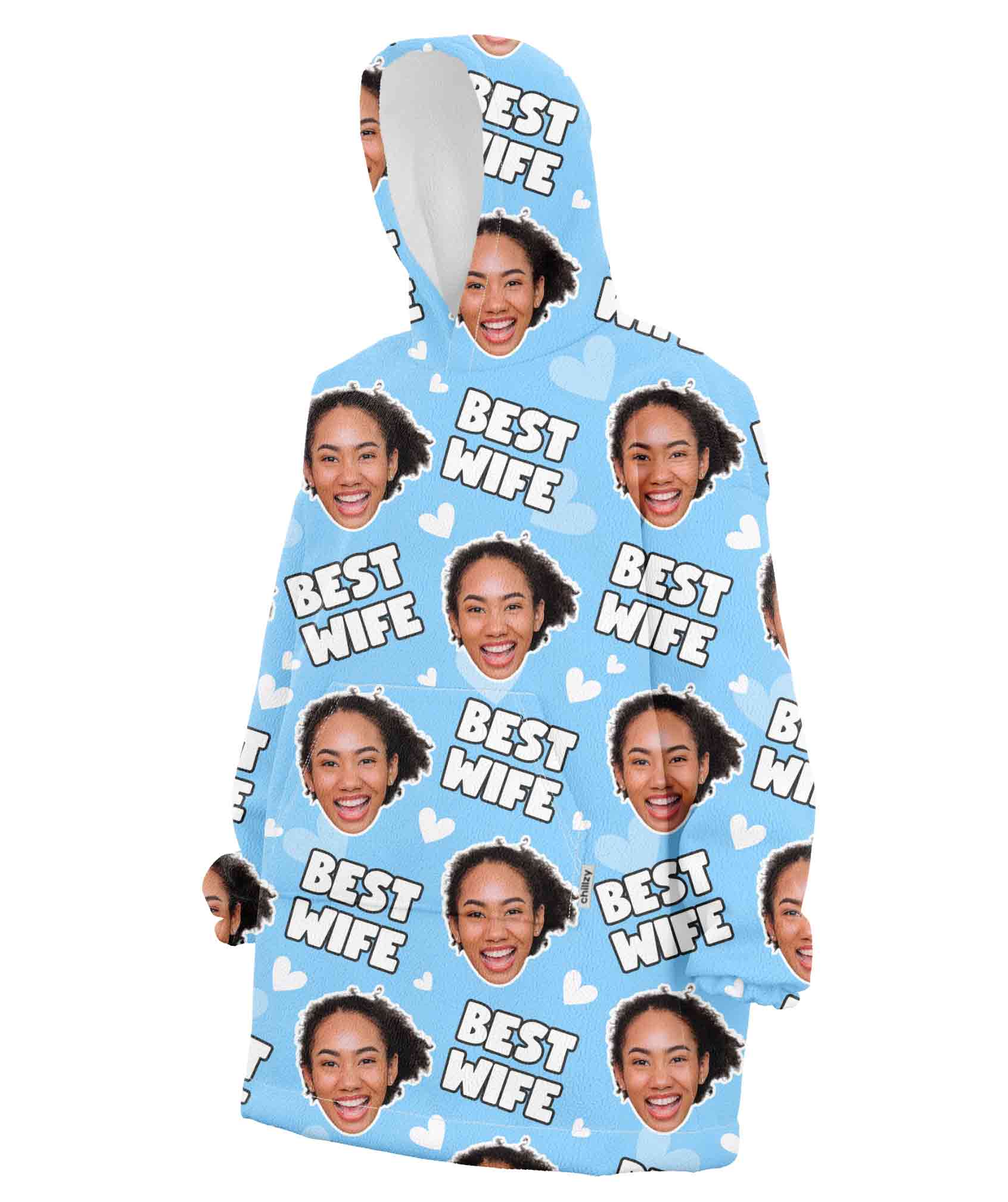 Best Wife Face Custom Hoodie Blanket