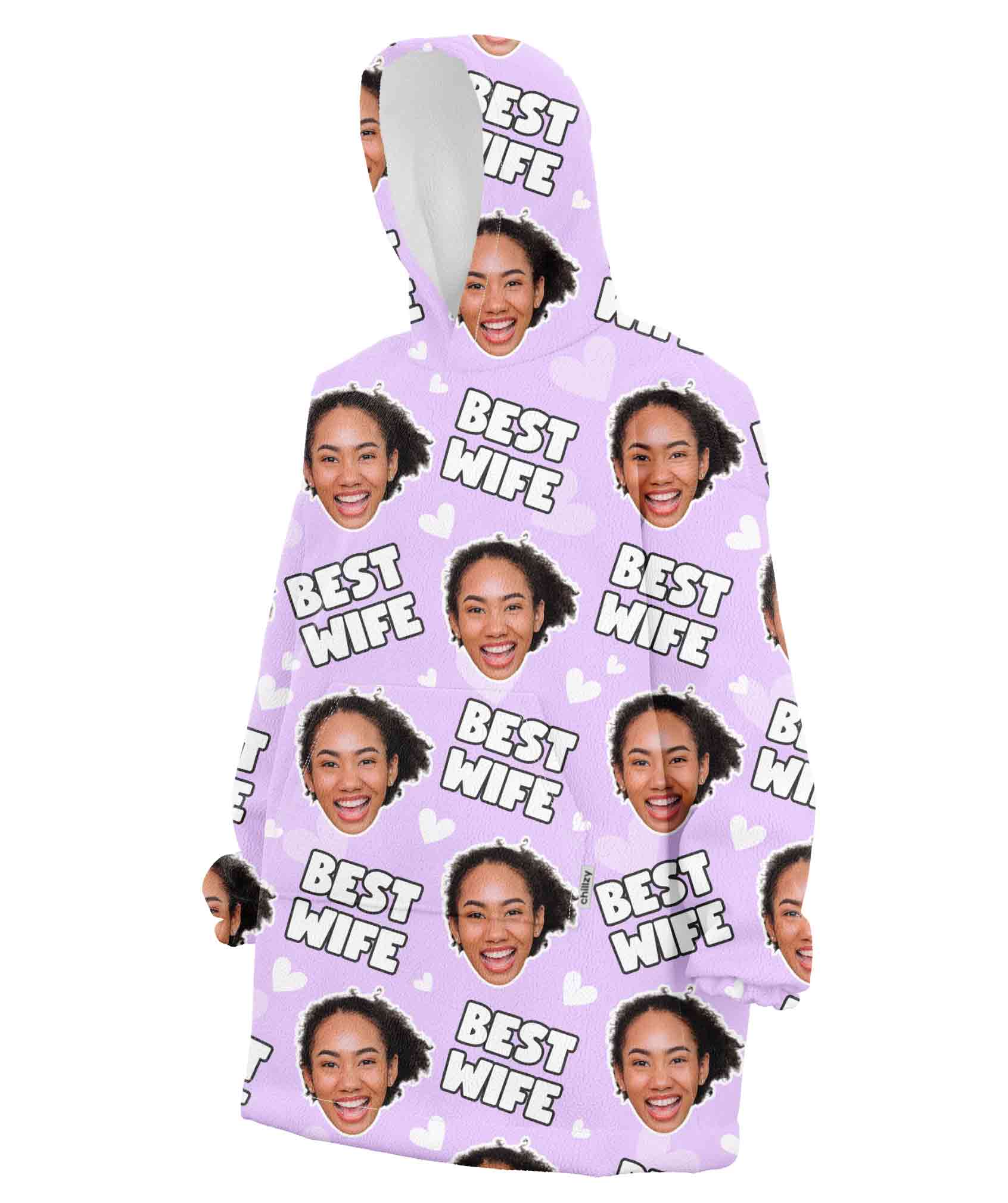 Best Wife Face Custom Hoodie Blanket