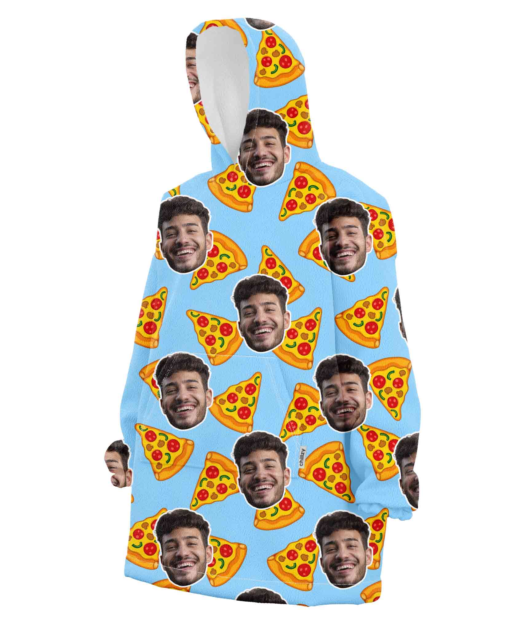 Your Face Pizza Personalised Hoodie Blanket