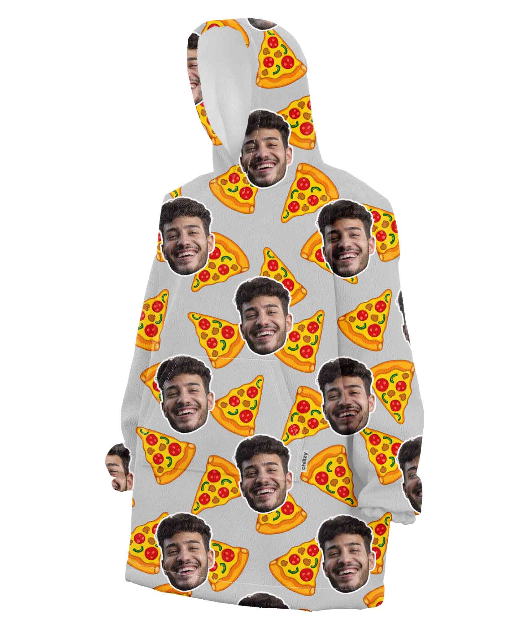 Your Face Pizza Personalised Hoodie Blanket