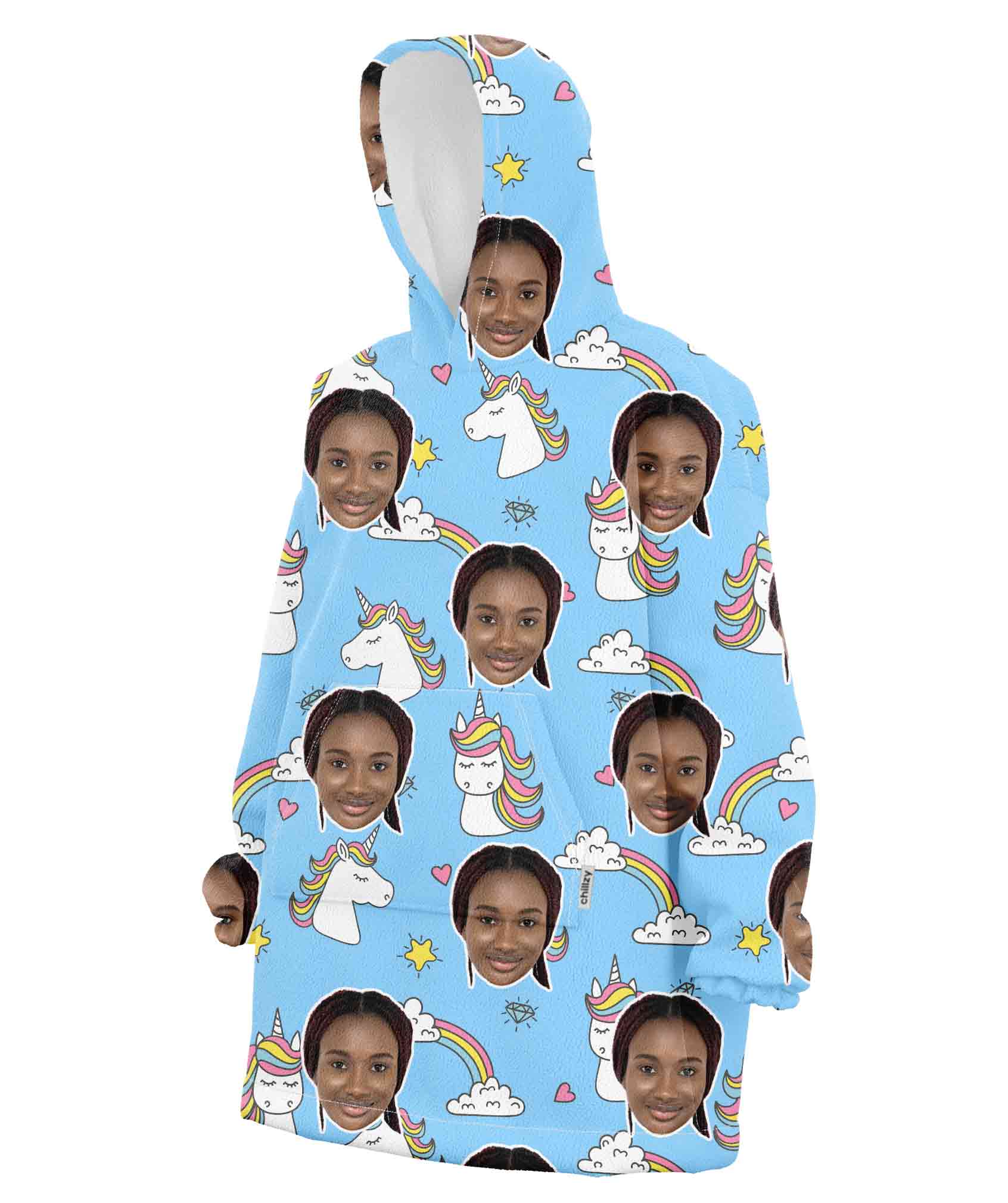 Unicorn & Rainbow Personalised Hoodie Blanket