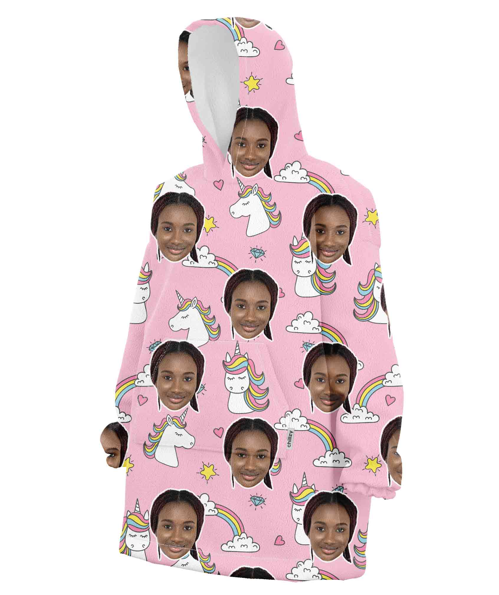 Unicorn & Rainbow Personalised Hoodie Blanket