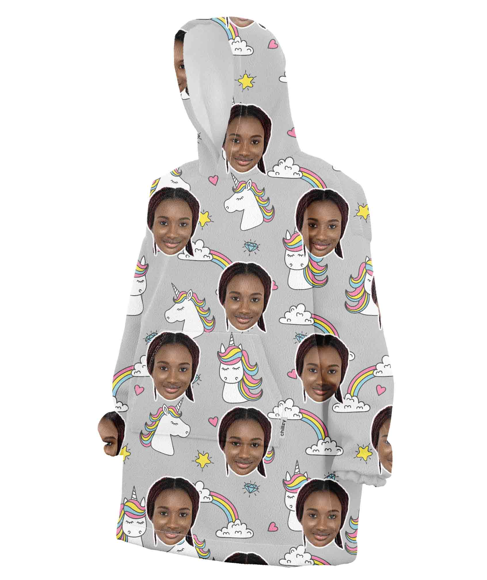 Unicorn & Rainbow Personalised Hoodie Blanket