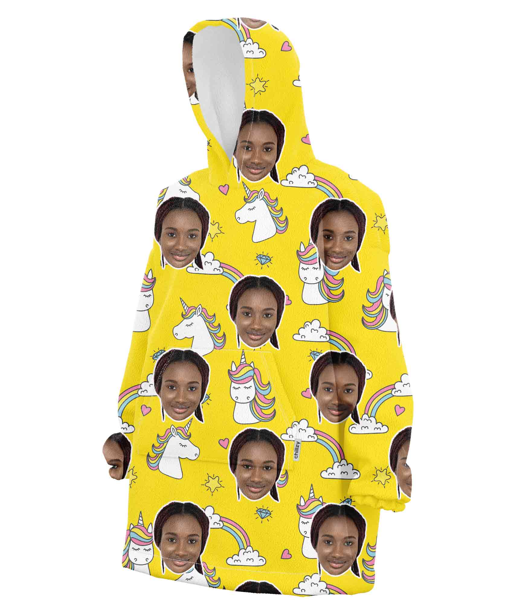 Unicorn & Rainbow Personalised Hoodie Blanket