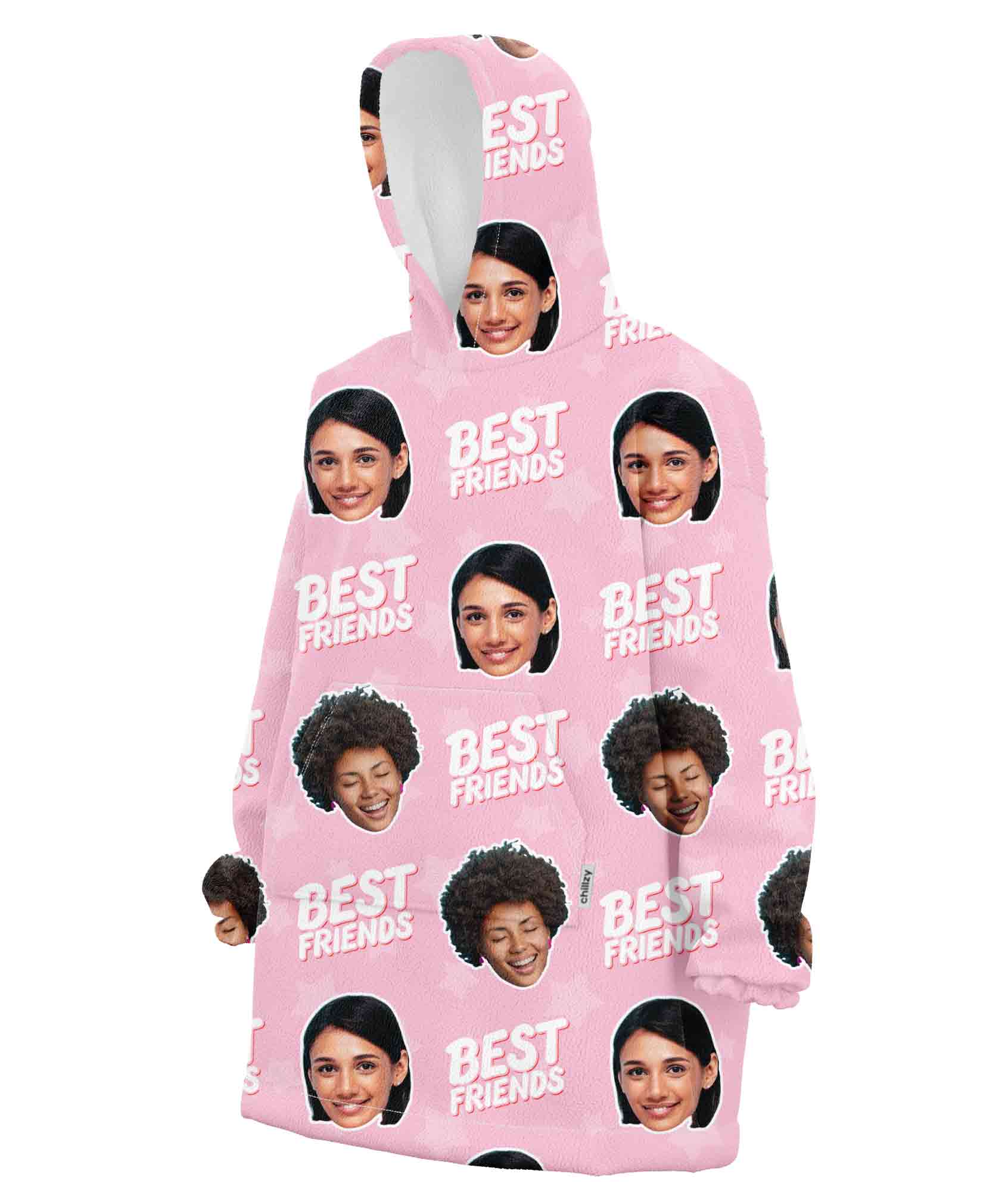 Best Friends Star Pattern Personalised Hoodie Blanket