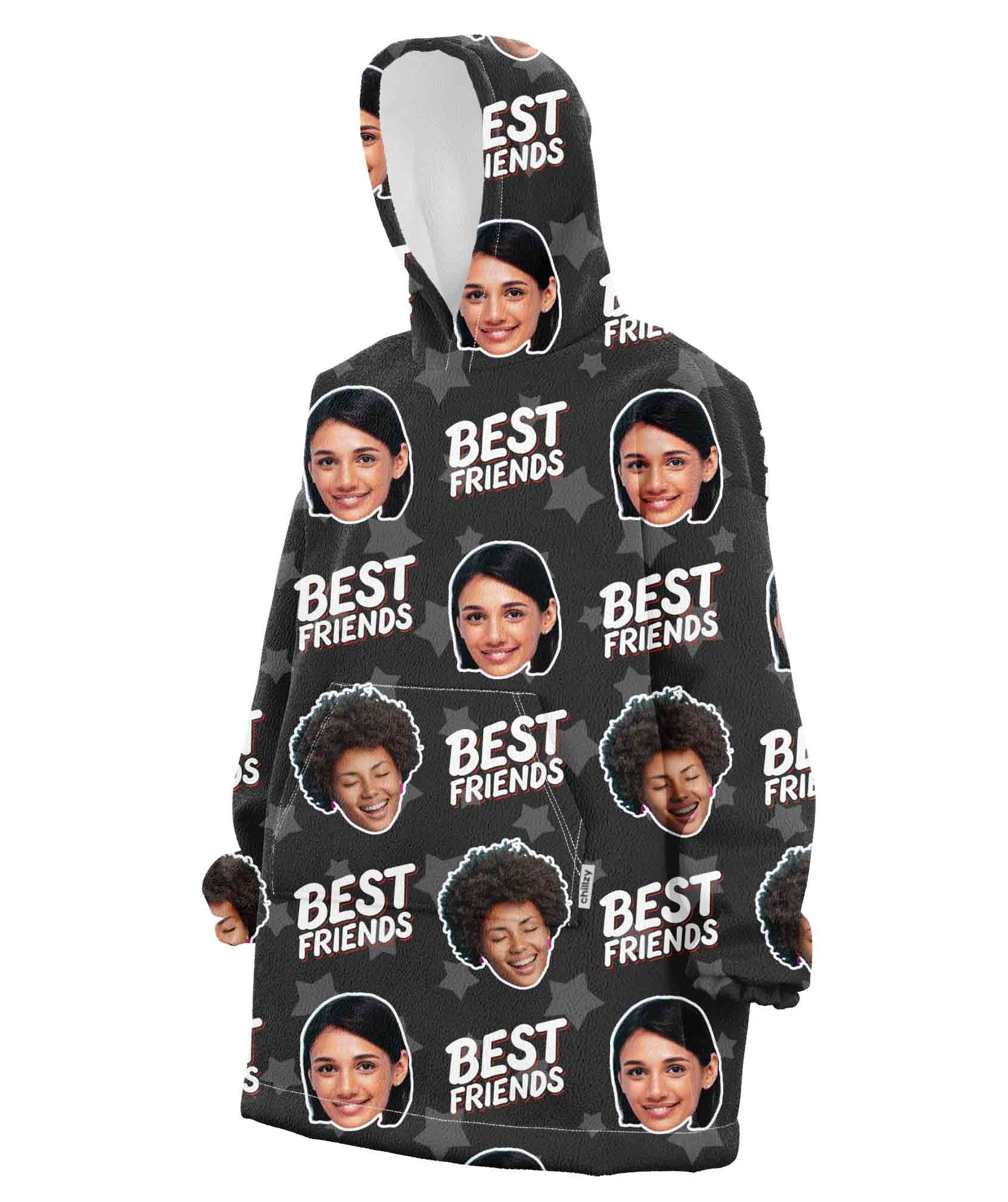 Best Friends Star Pattern Personalised Hoodie Blanket