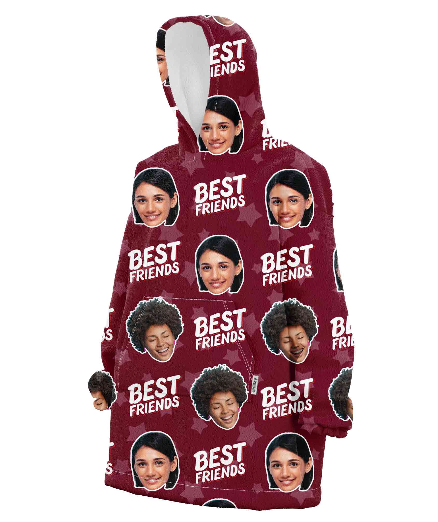 Best Friends Star Pattern Personalised Hoodie Blanket