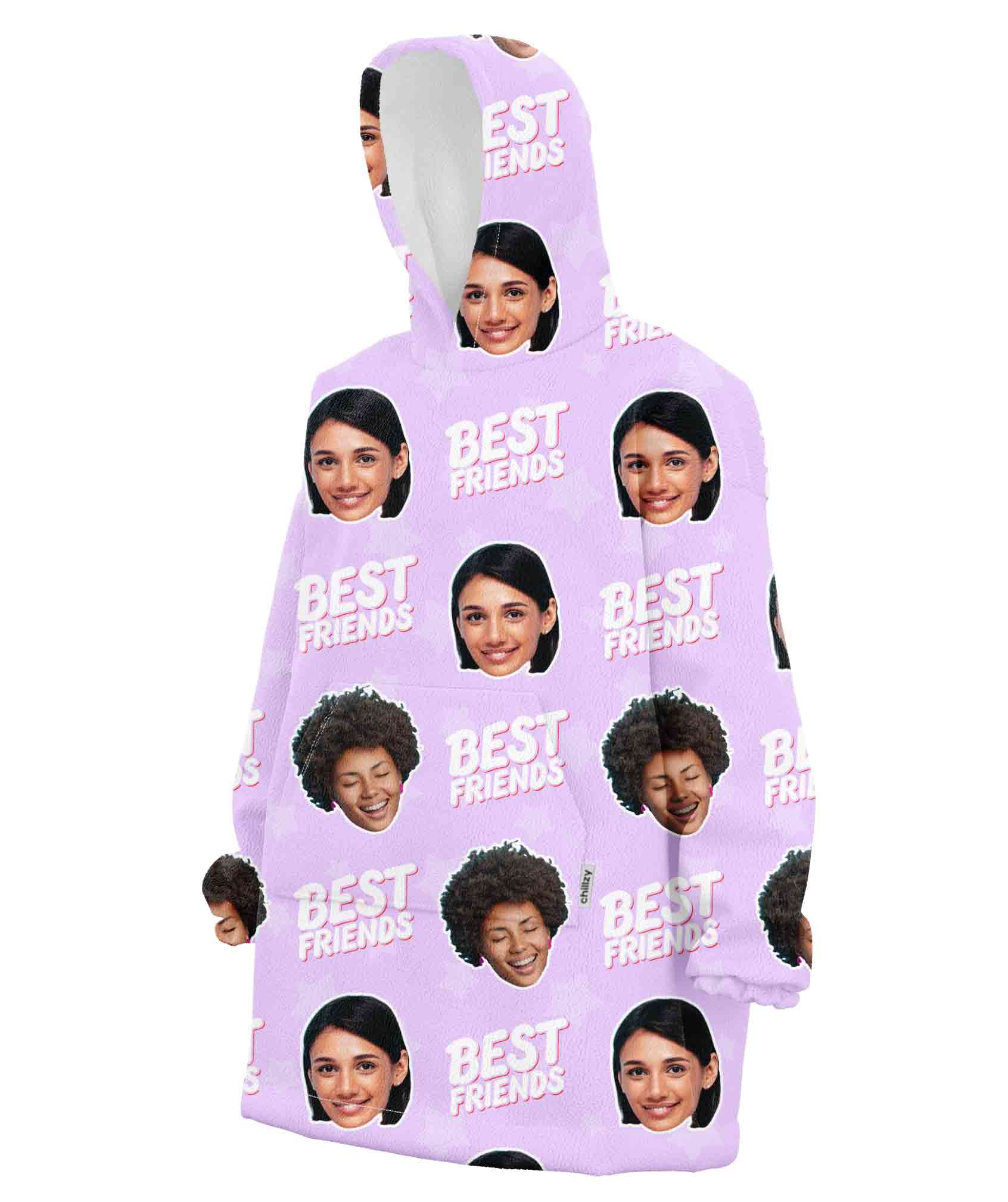 Best Friends Star Pattern Personalised Hoodie Blanket
