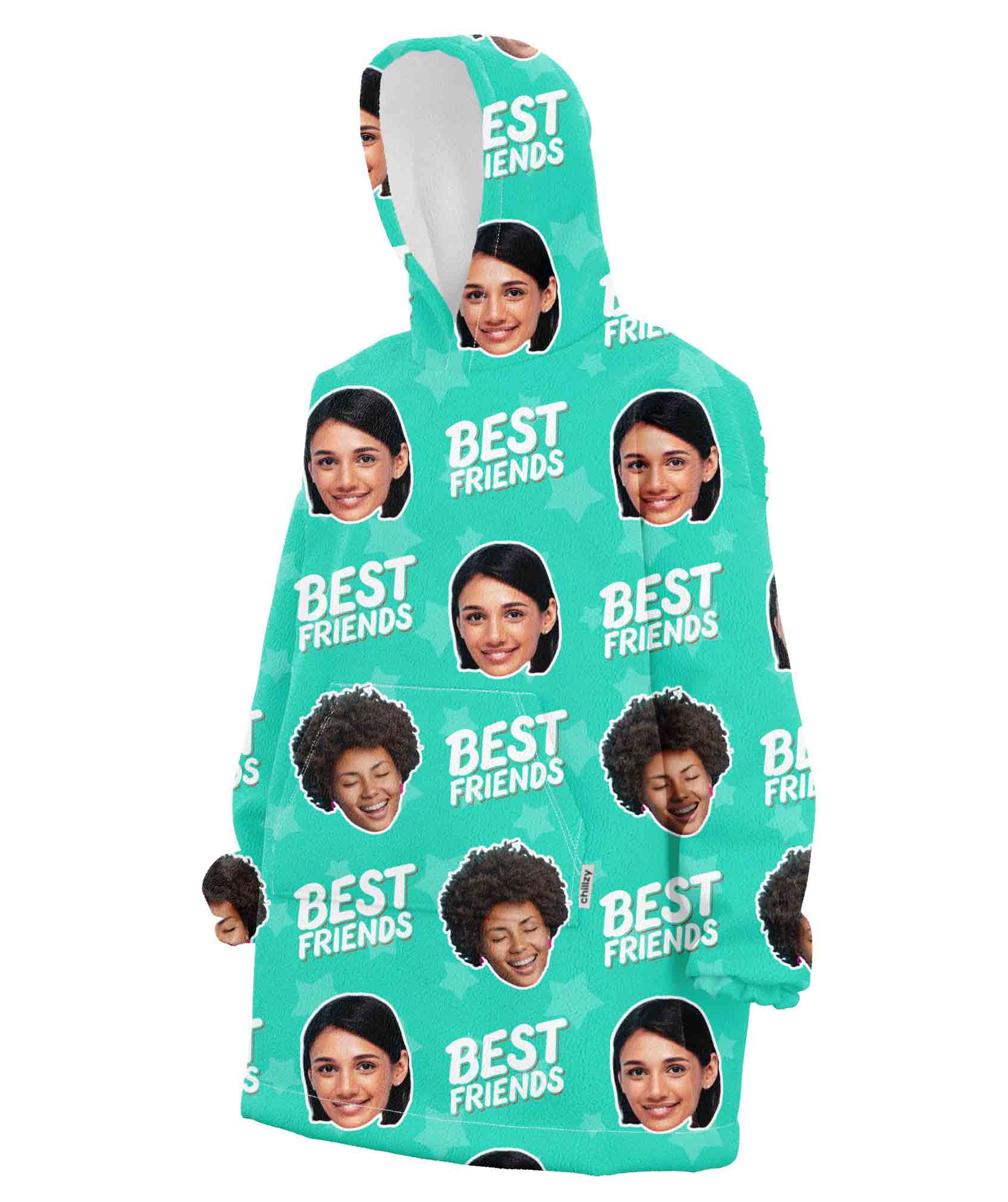 Best Friends Star Pattern Personalised Hoodie Blanket