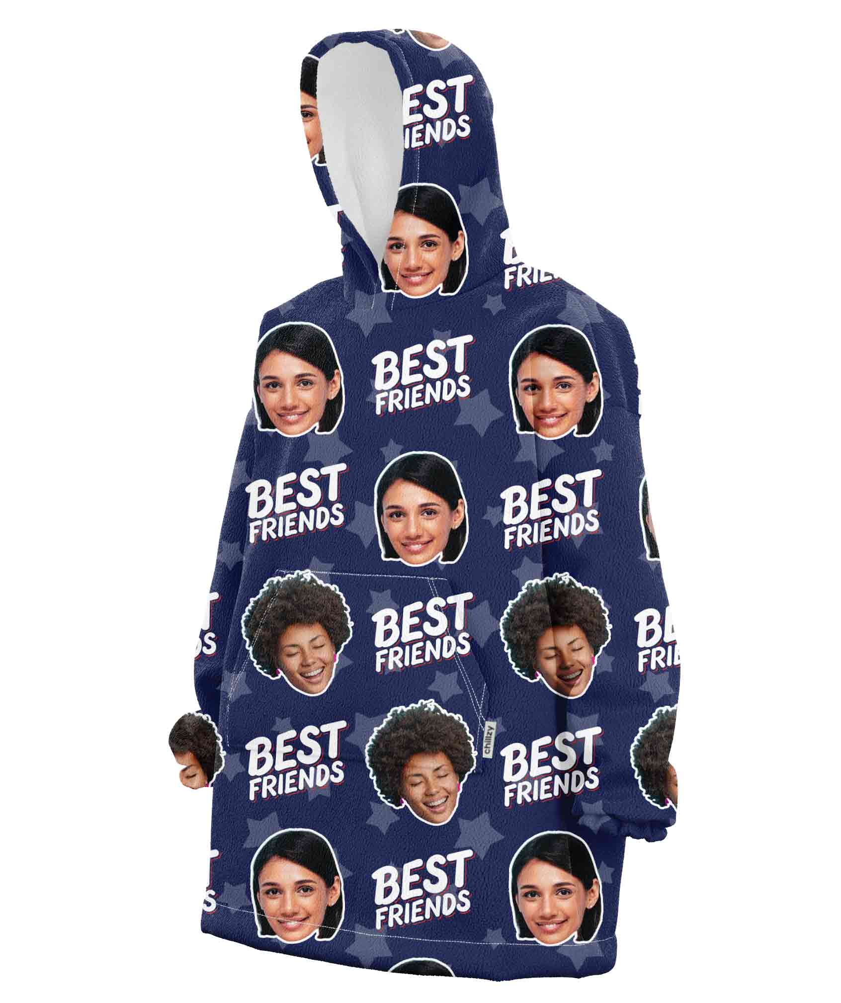 Best Friends Star Pattern Personalised Hoodie Blanket
