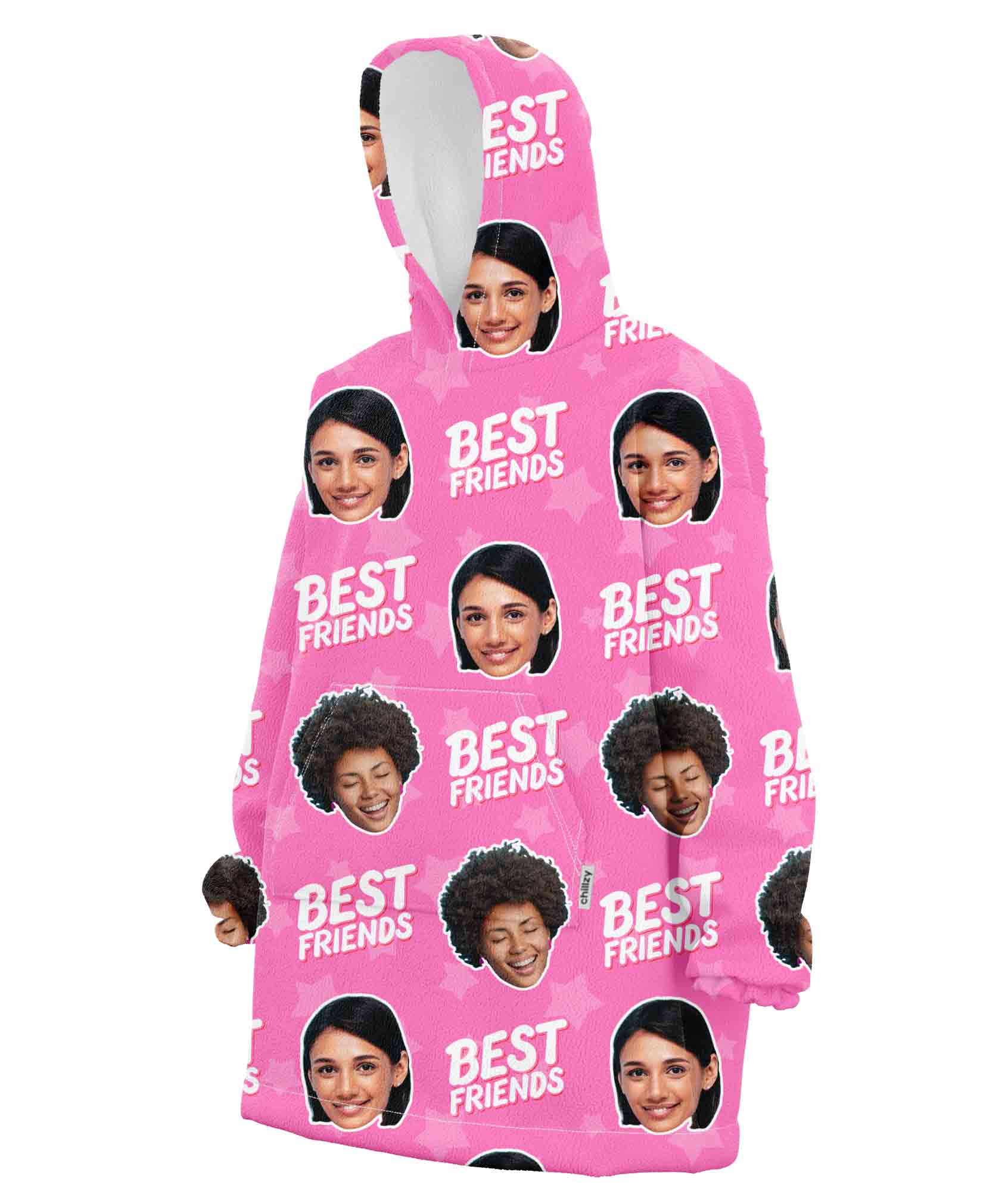 Best Friends Star Pattern Personalised Hoodie Blanket