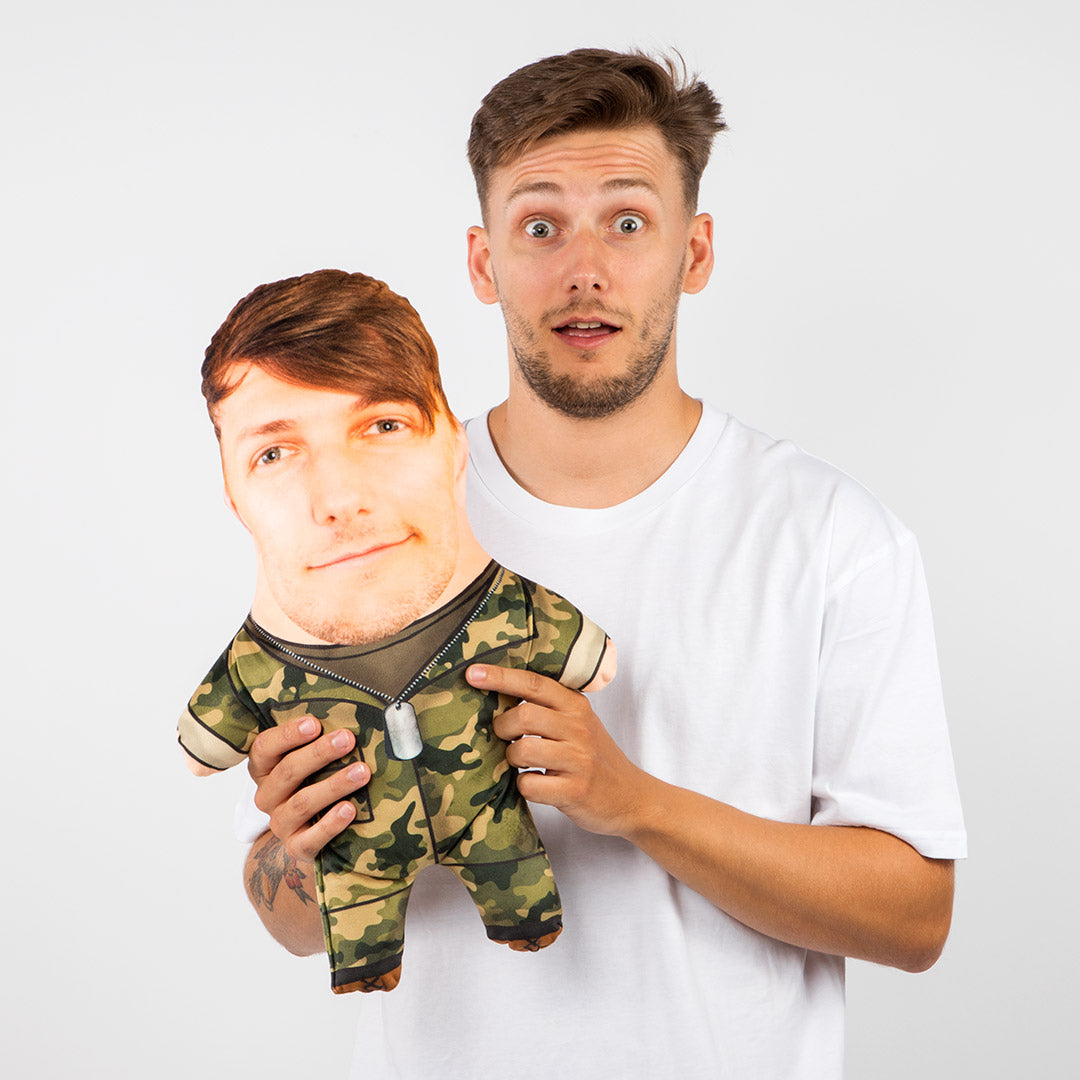 Personalised Soldier Face Pillow & Owner