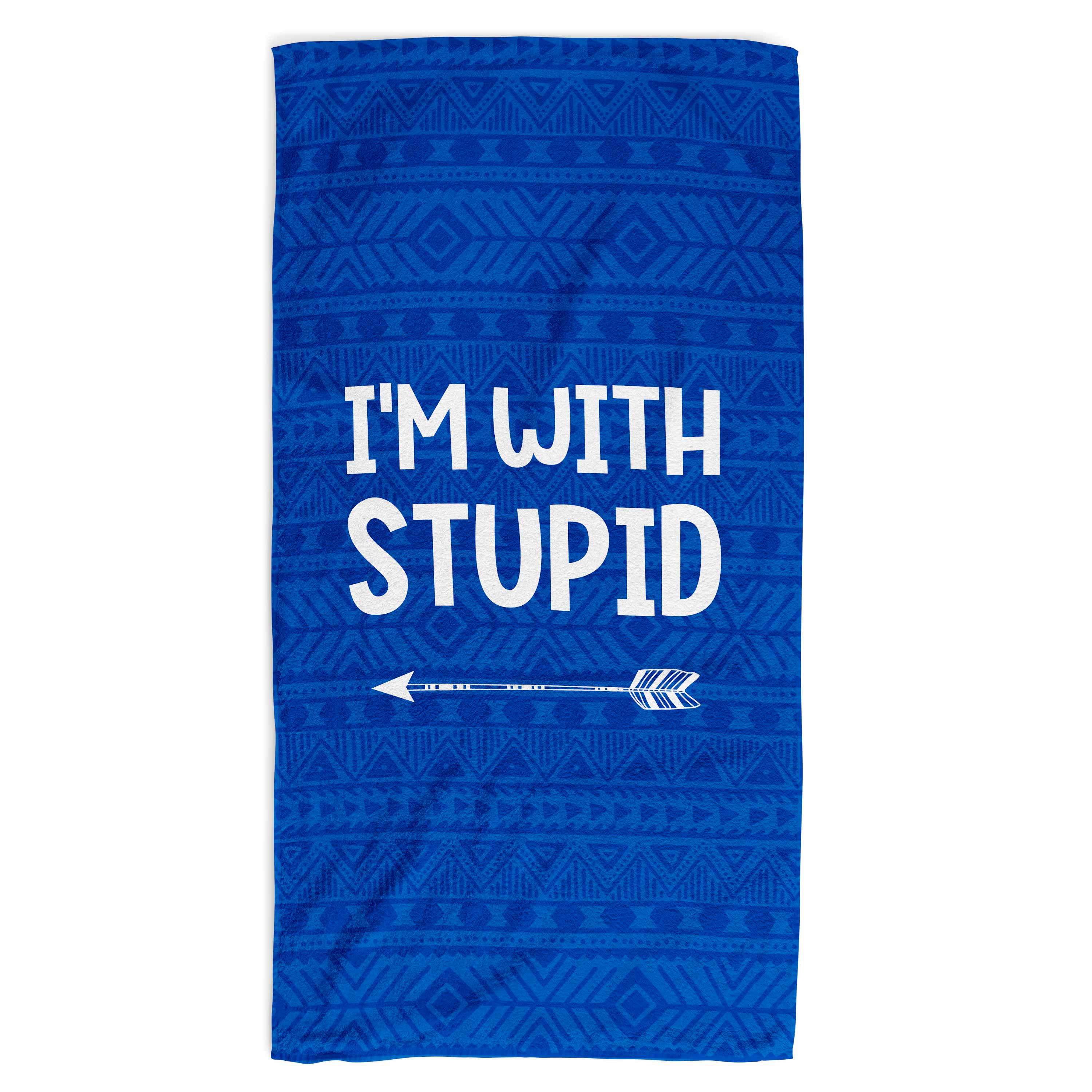 I'm With Stupid Beach Towel