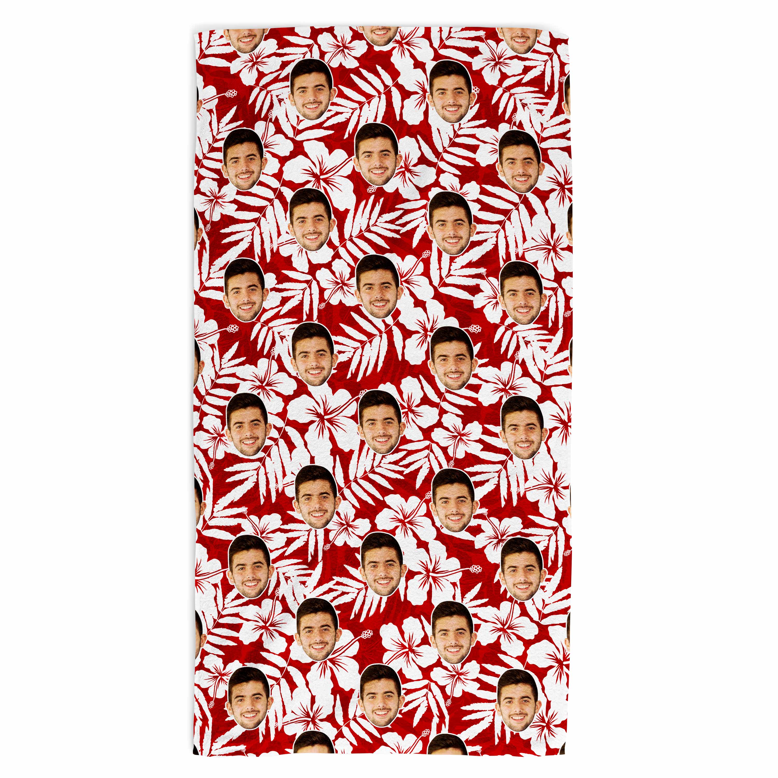Hawaiian Face Personalised Beach Towel Red