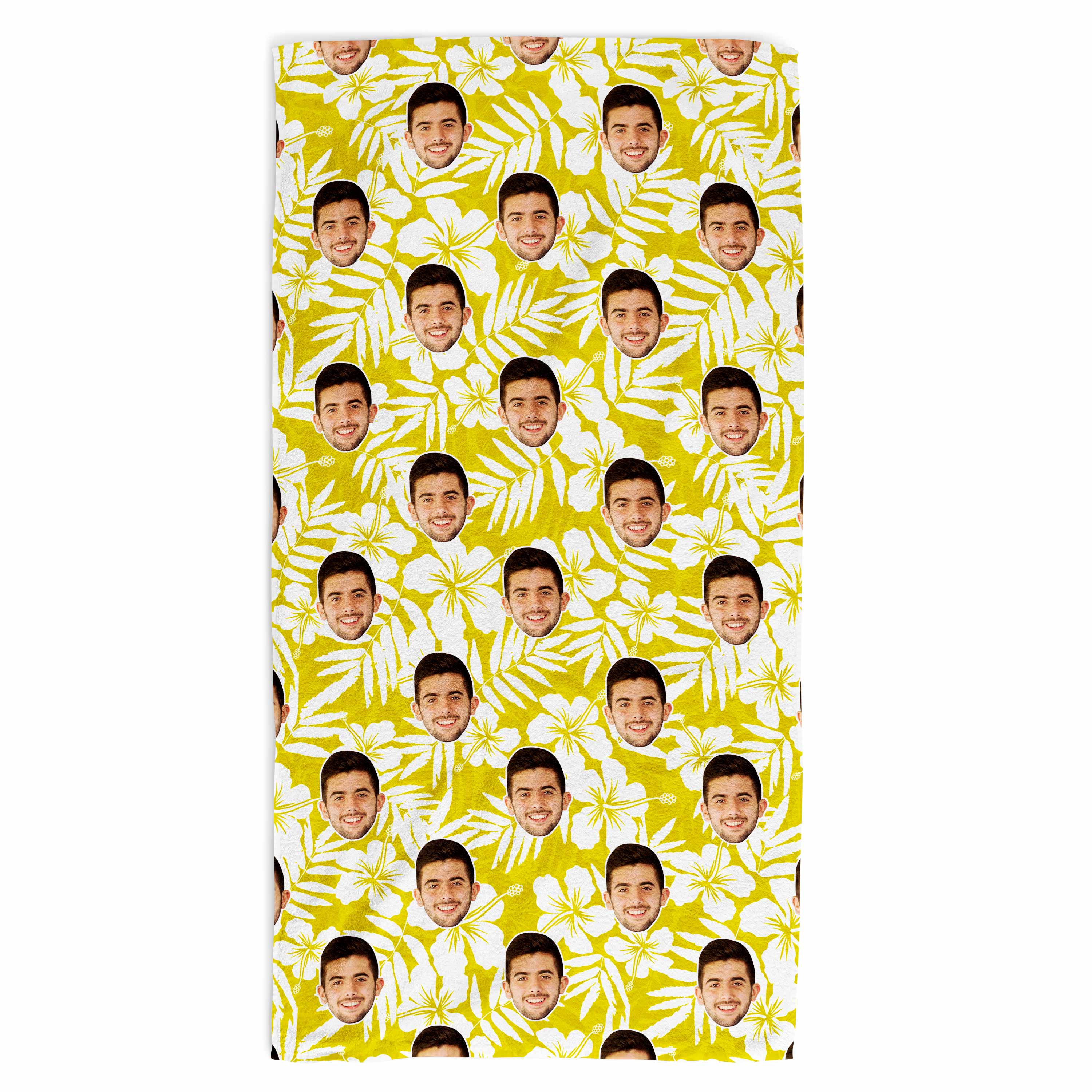 Hawaiian Face Personalised Beach Towel Yellow