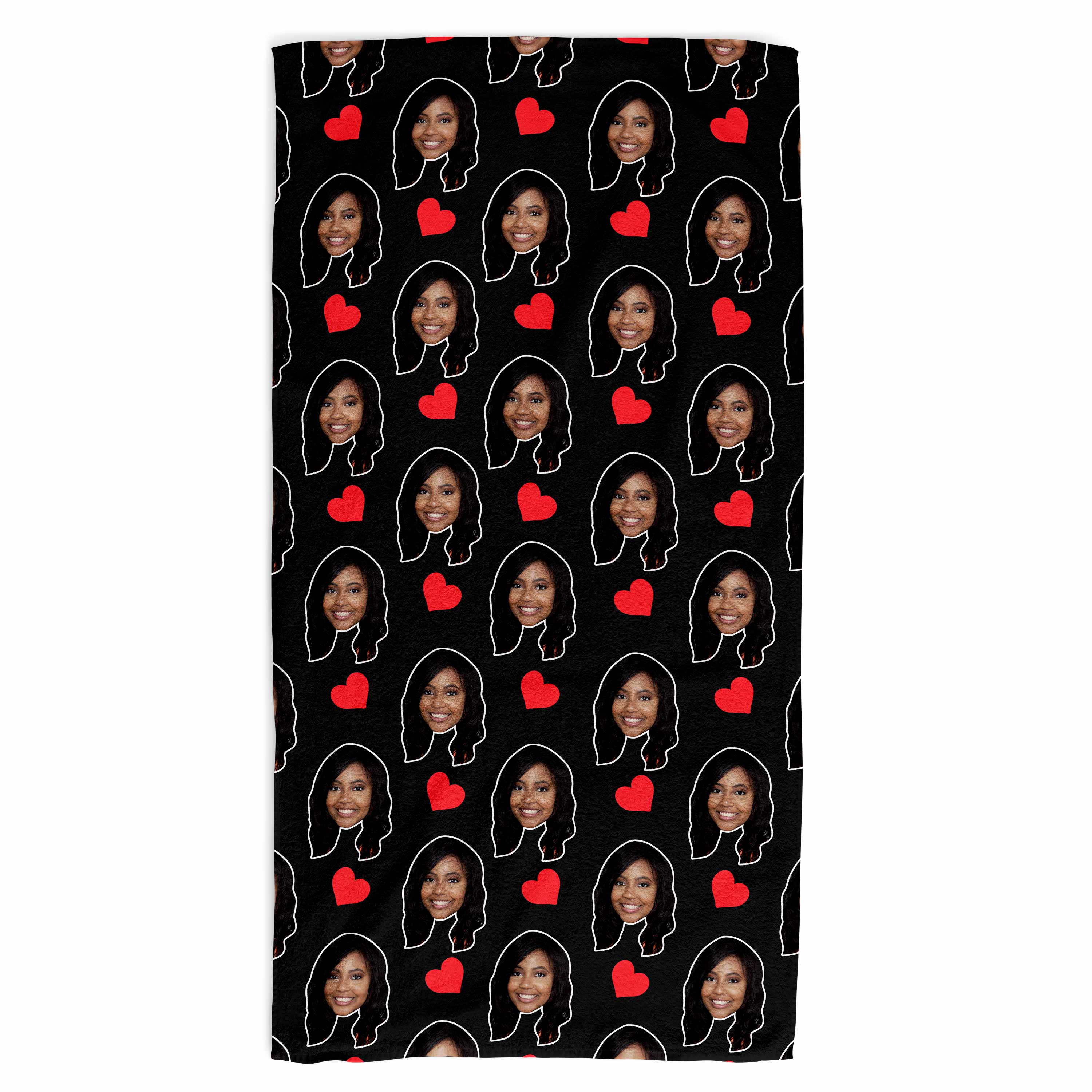 Face Hearts Personalised Beach Towel