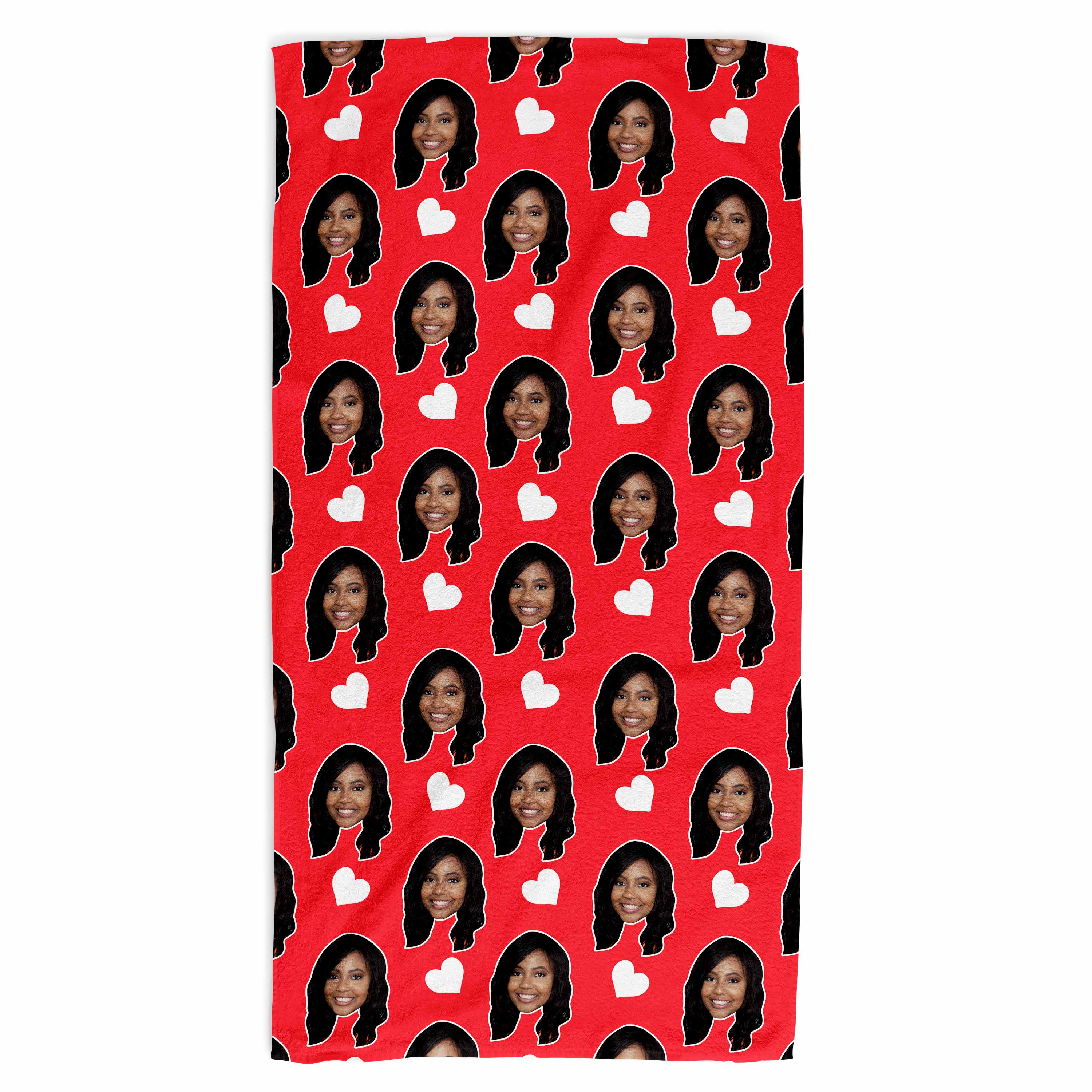 Face Hearts Personalised Beach Towel