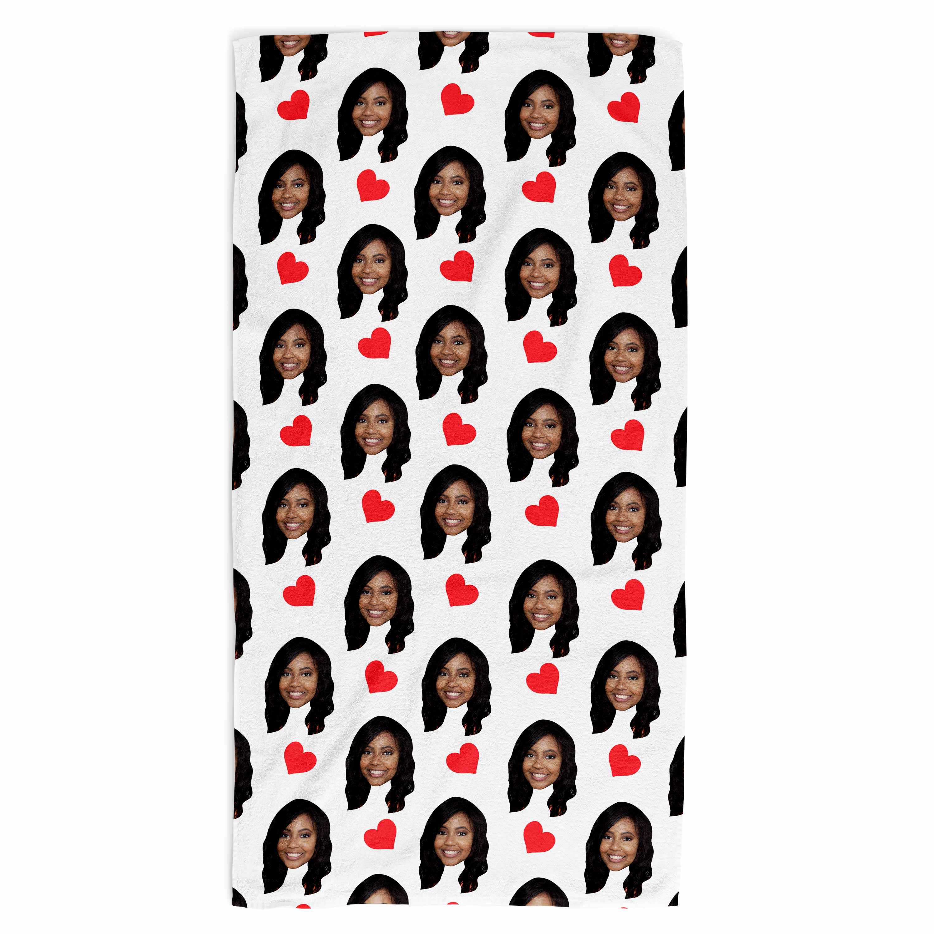 Face Hearts Personalised Beach Towel
