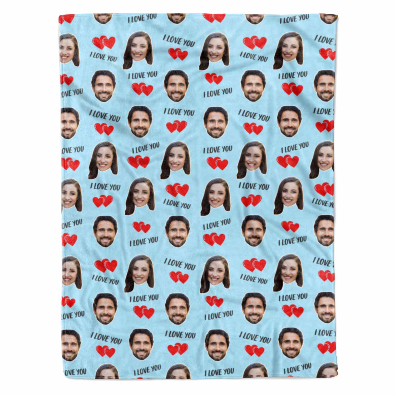 I Love You Couple Faces Personalised Blanket