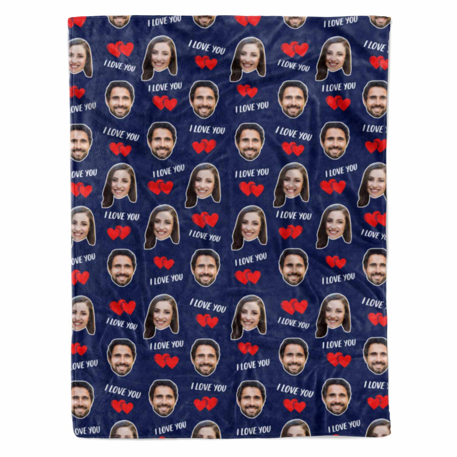 I Love You Couple Faces Personalised Blanket