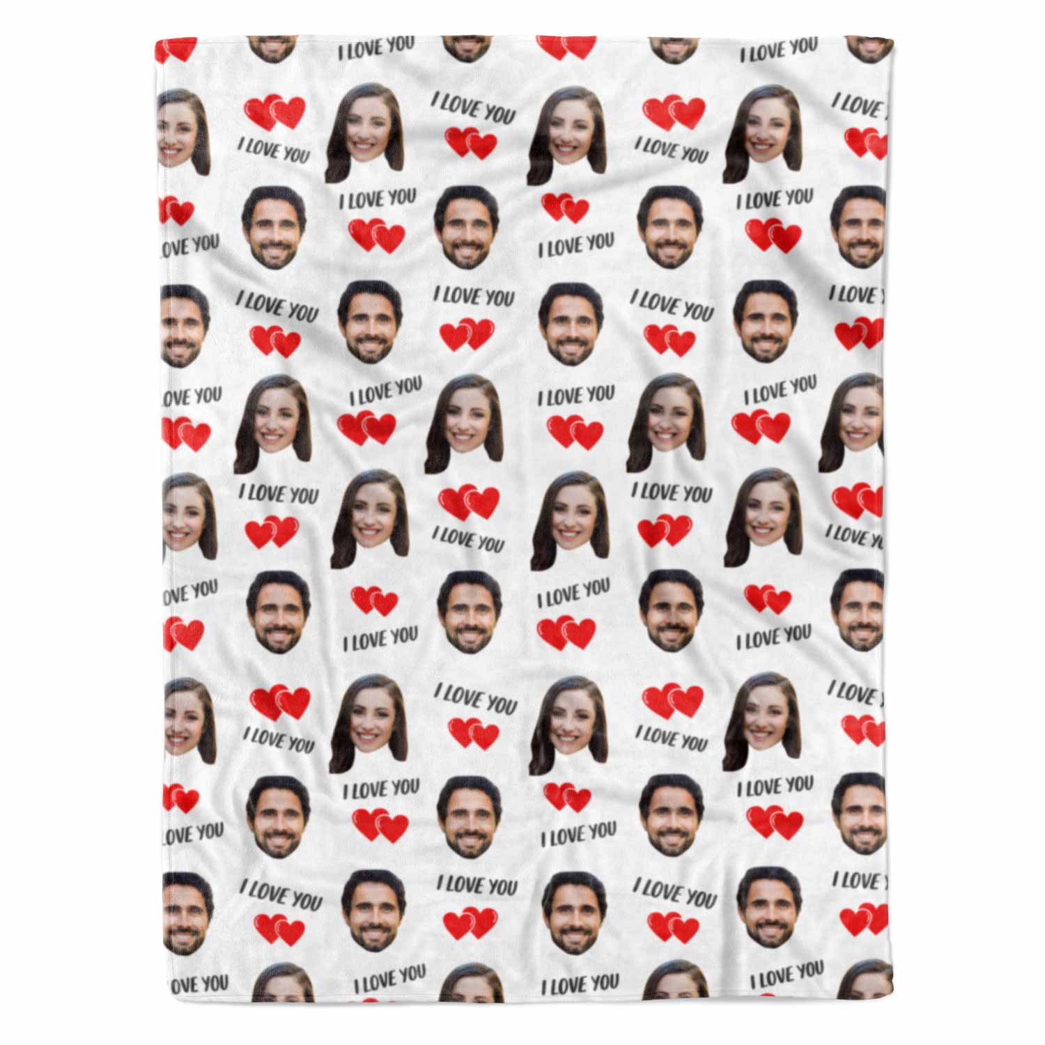 I Love You Couple Faces Personalised Blanket