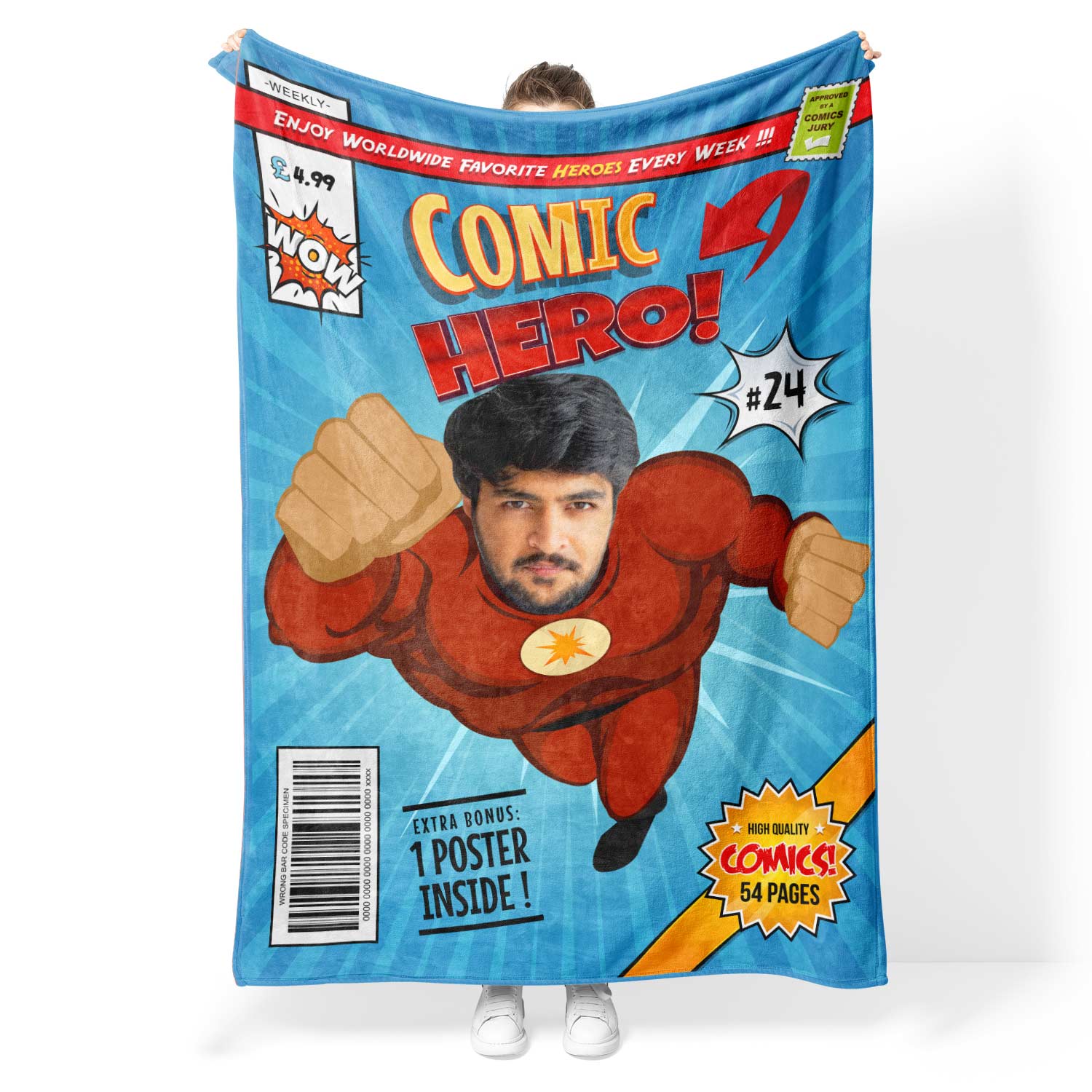 Comic Hero Magazine Personalised Blanket