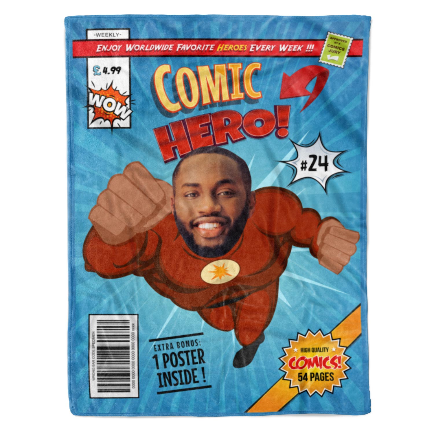Comic Hero Magazine Personalised Blanket