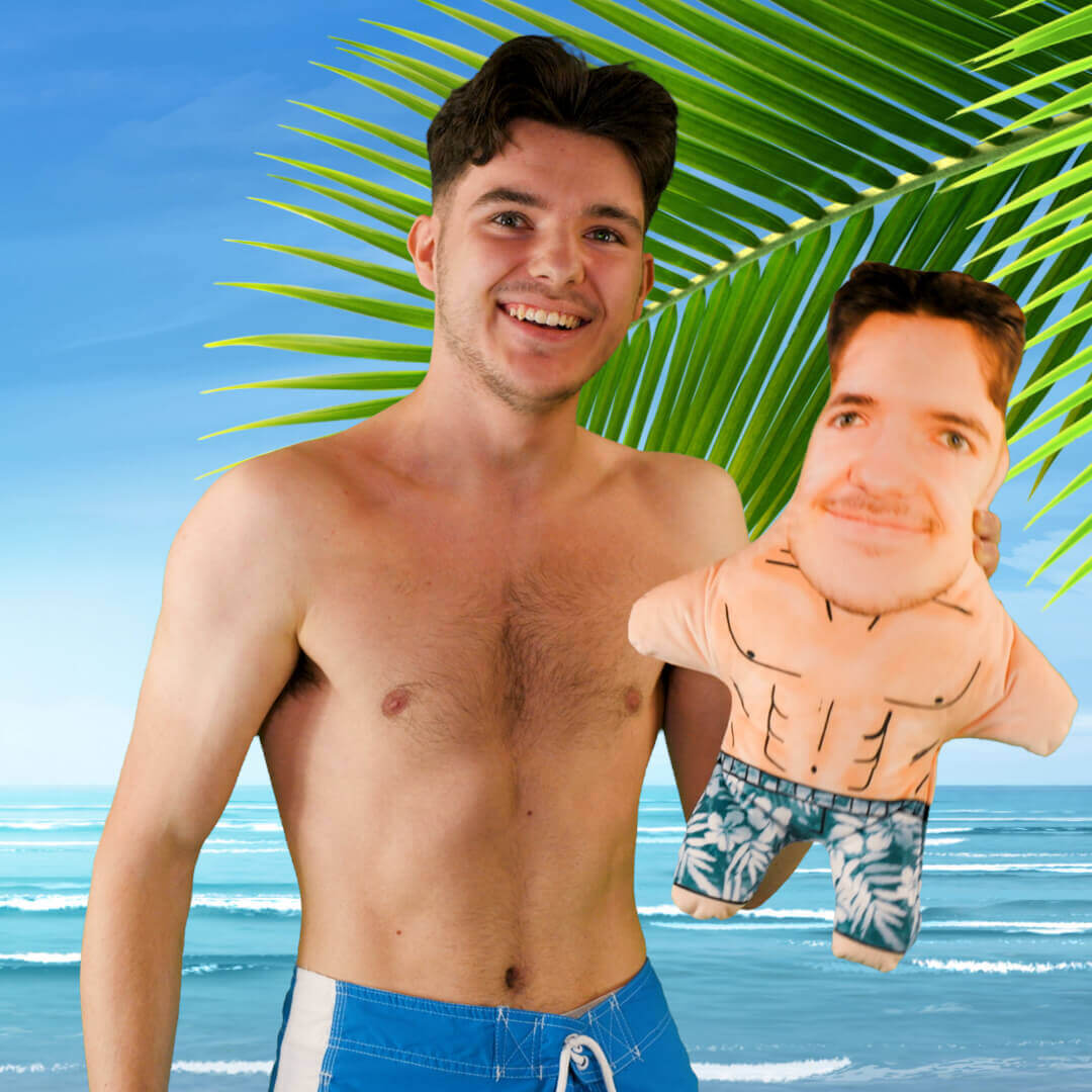 Personalised Beach Boy Face Pillow Doll