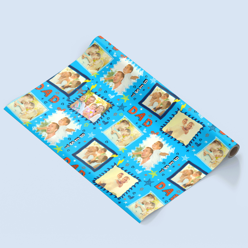 Best Dad Frame Personalised Photo Wrapping Paper