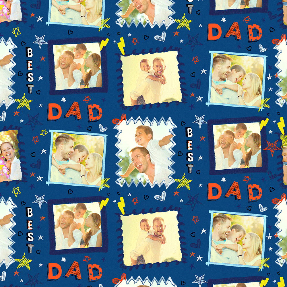 Best Dad Frame Personalised Photo Wrapping Paper