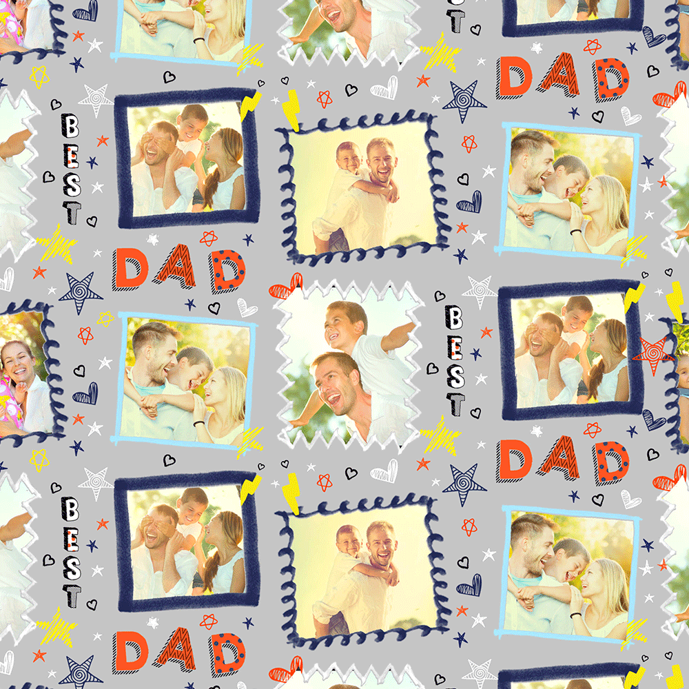 Best Dad Frame Personalised Photo Wrapping Paper