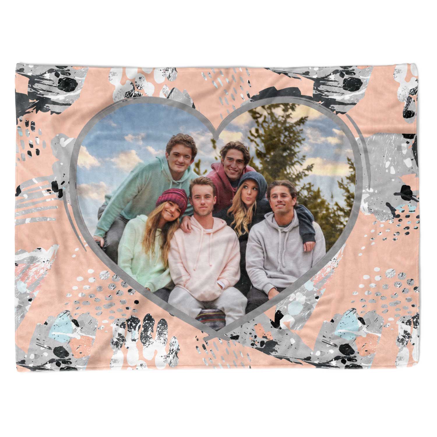 Abstract Textured Heart Shaped Photo Blanket