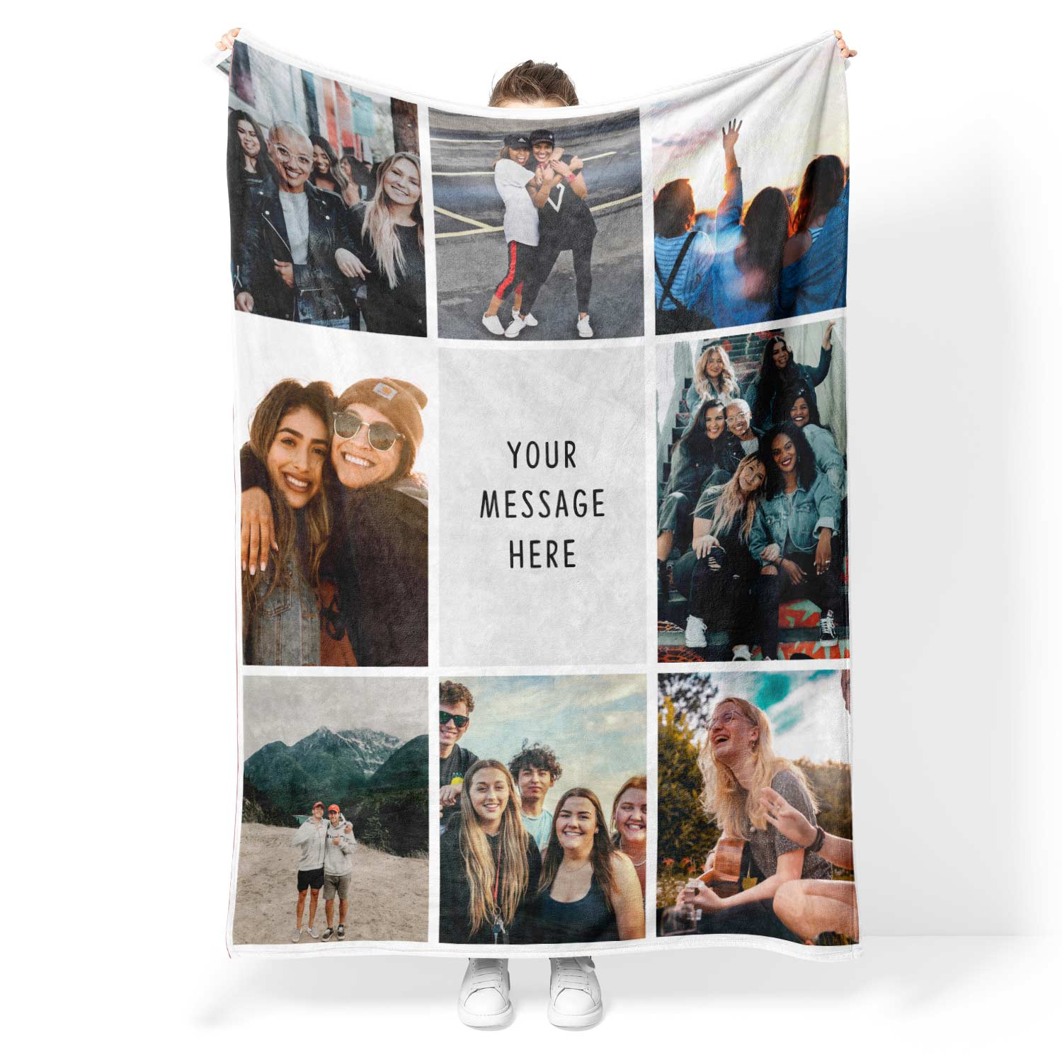 Photo Collage Personalised Blanket With Text