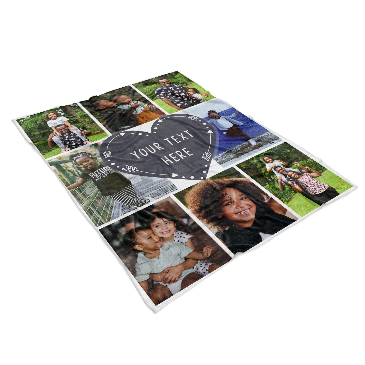 Photo Collage Personalised Blanket With Text Heart