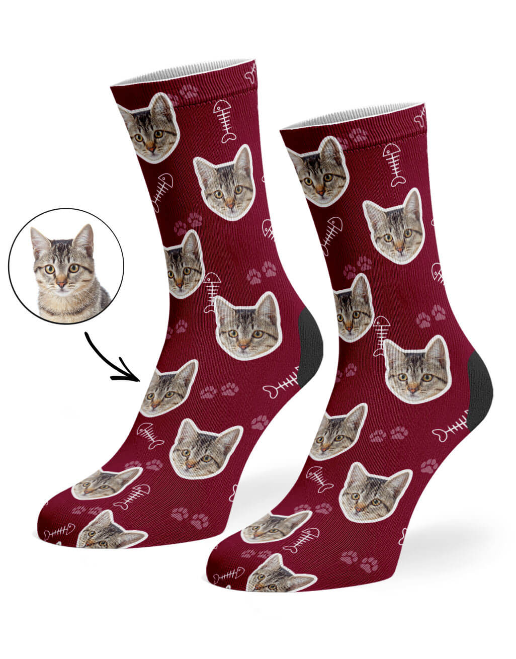 Burgundy Your Cat On Socks