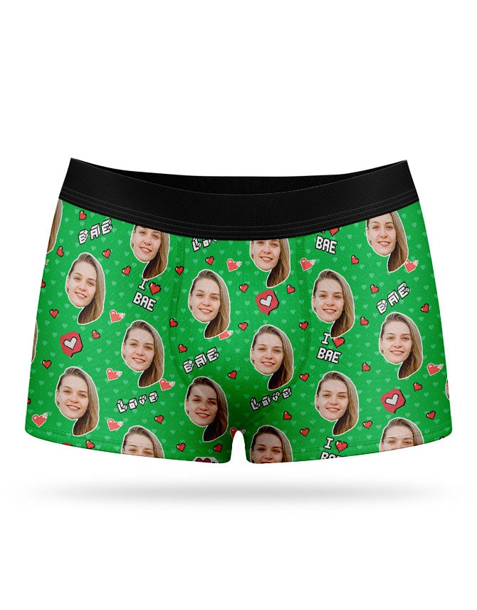 I Love Bae Boxer Shorts With Face On