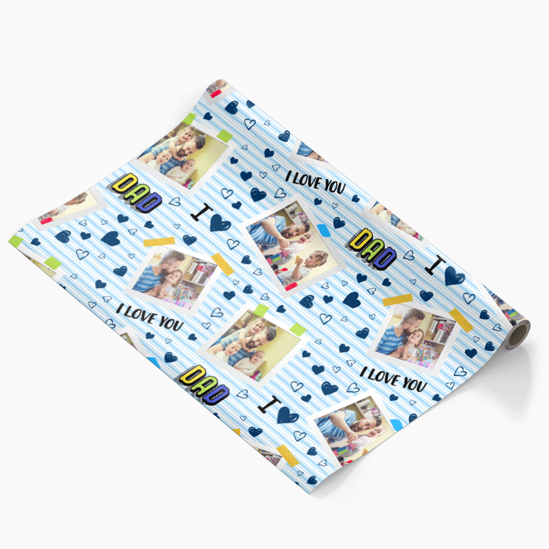 I Love You Dad Photo Collage Personalised Wrapping Paper
