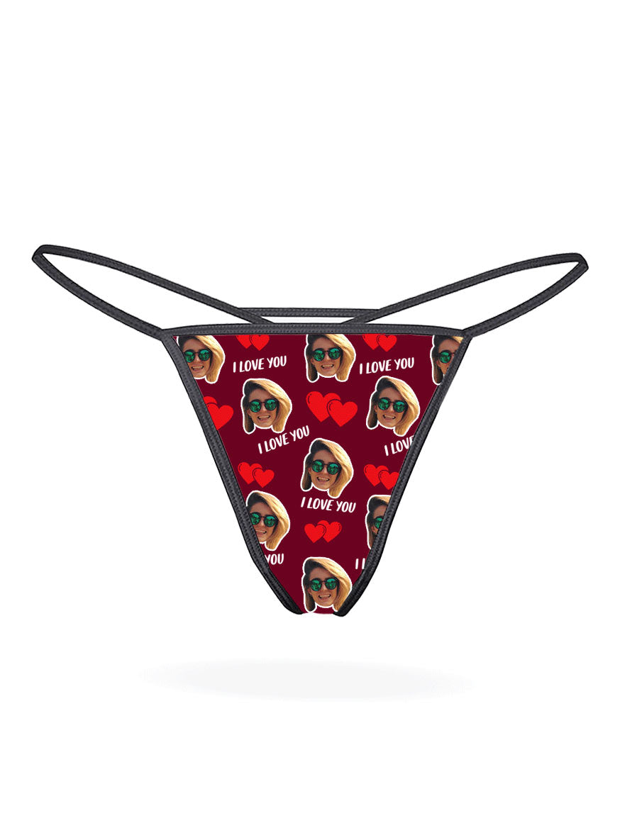 Burgundy I Love You Thong