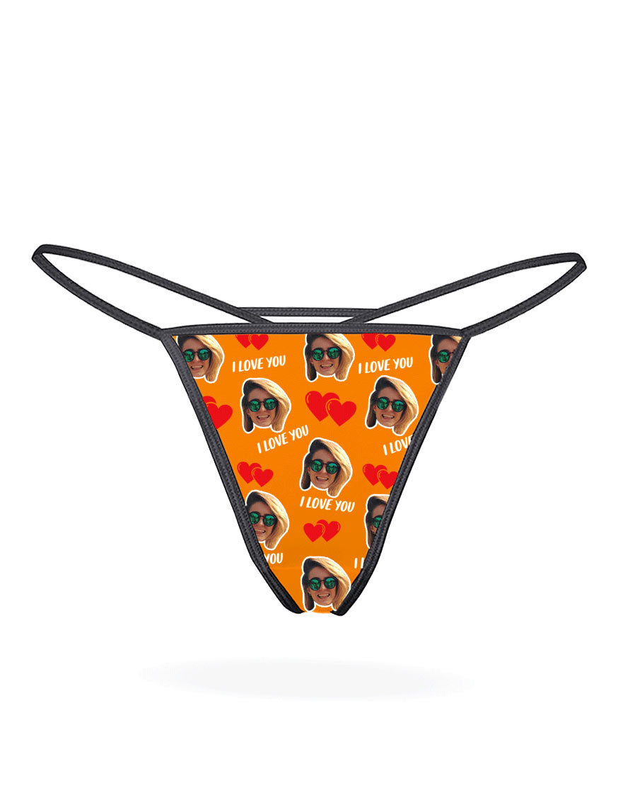 Orange I Love You Thong