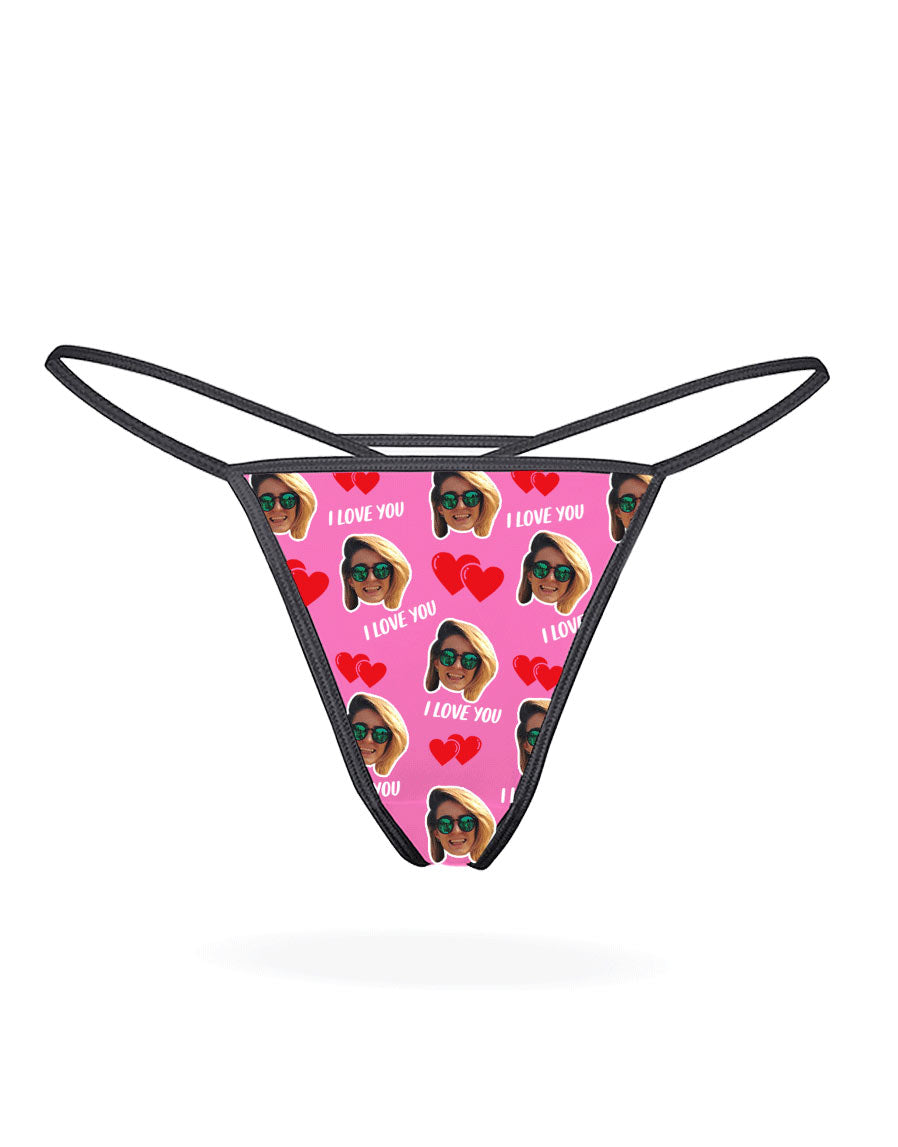 Pink I Love You Thong